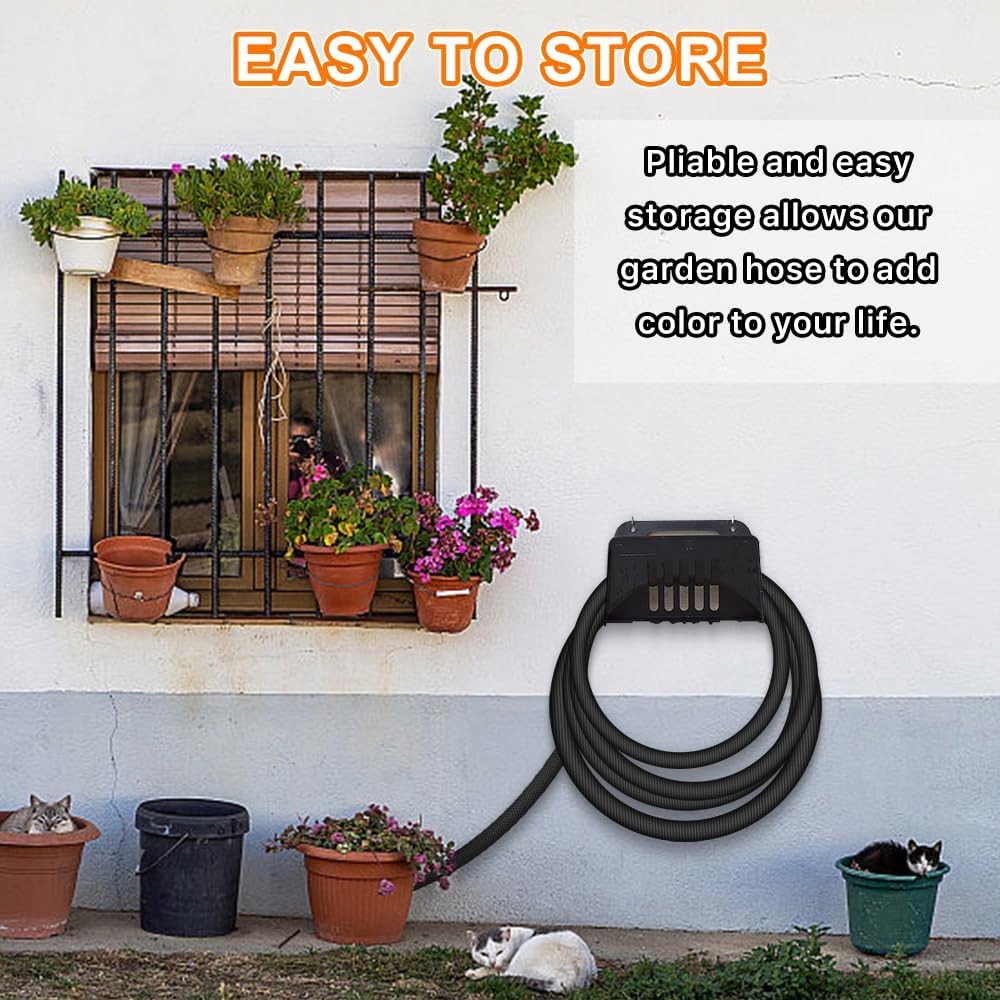 Lightweight 75ft garden hose by Vazpalas with triple-layer construction and 3/4-inch fittings, flexible for easy watering.