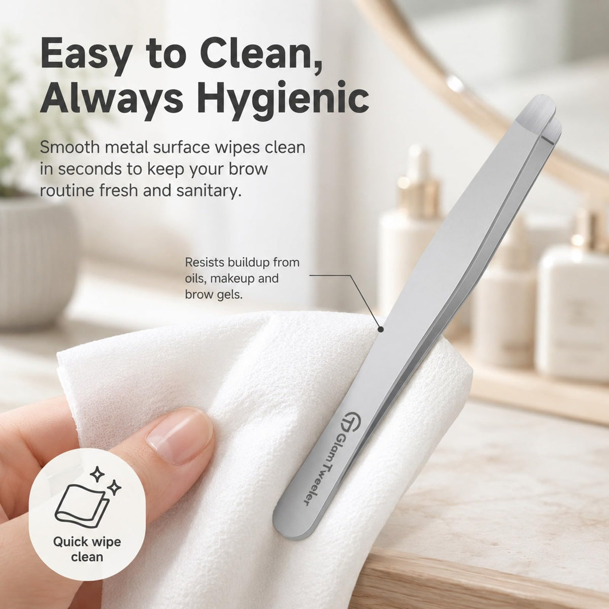 Premium Hand Made Tweezers with Safe Rounded Tip Comfort - GlamTweeler Official Imagery - 5