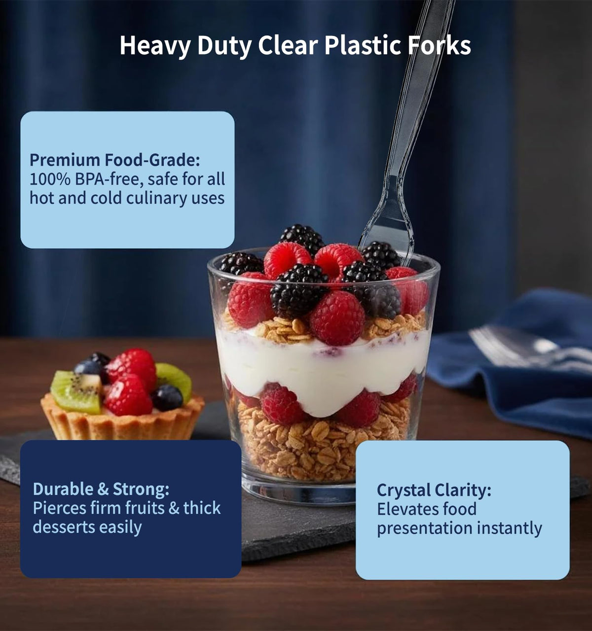 390 Count Extra Heavy Duty Clear Plastic Forks Disposable - Voatree Official Imagery - 8