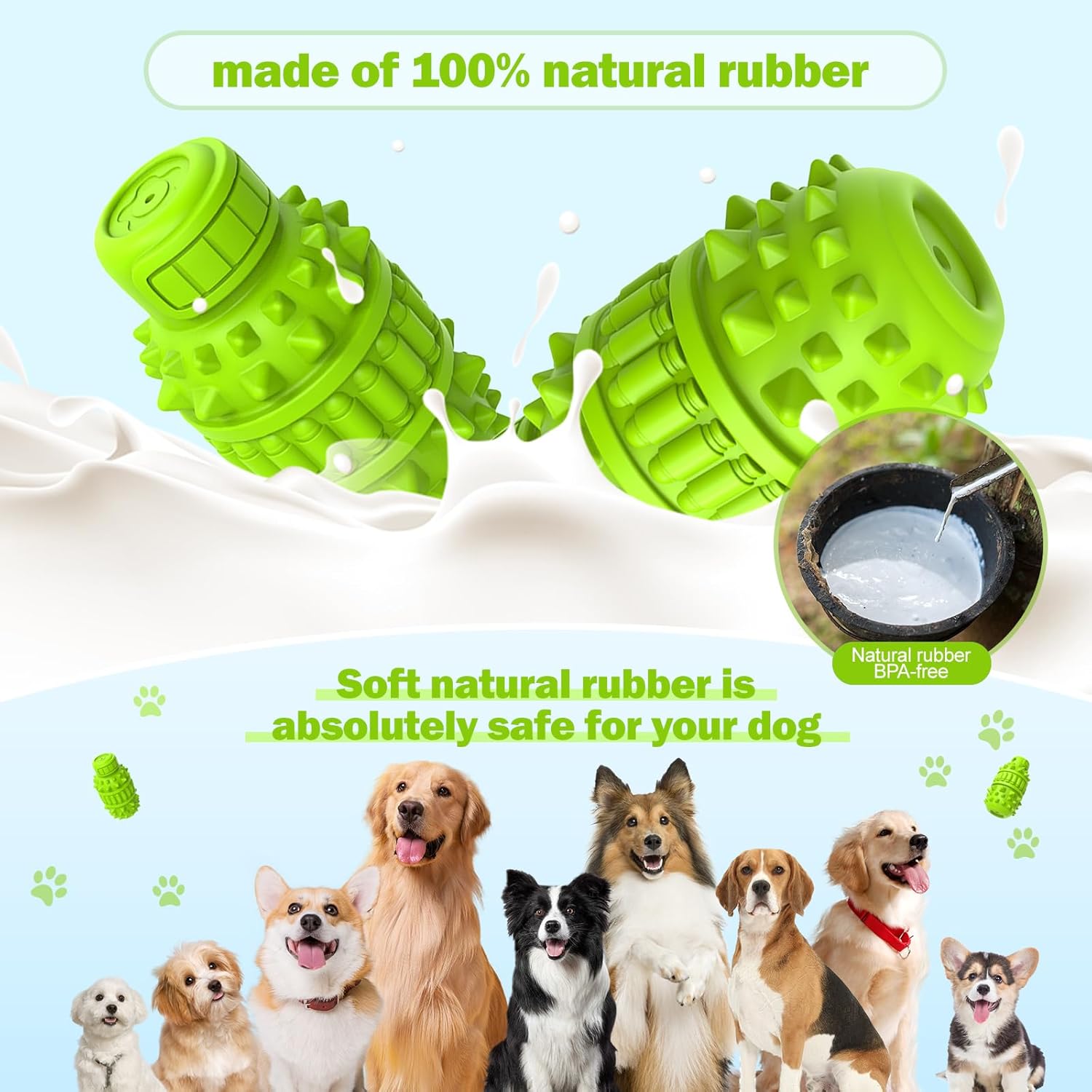 PIFFZEDO dog toy made of natural rubber, designed for aggressive chewers, featuring a squeaker for interactive play.