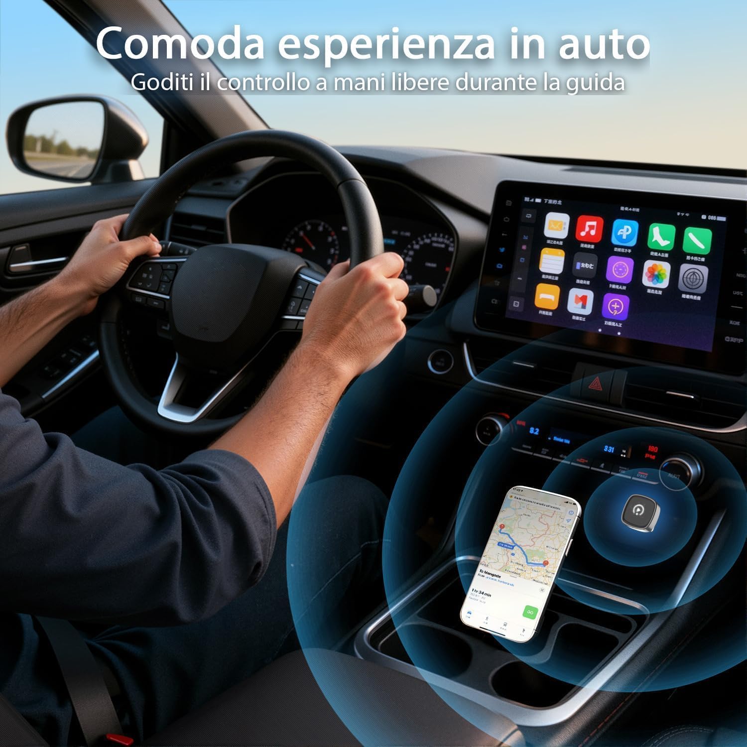 Pluvixa Wireless Carplay Adapter, Suitable for Vehicles Equipped by Pluvixa - Angle View 4