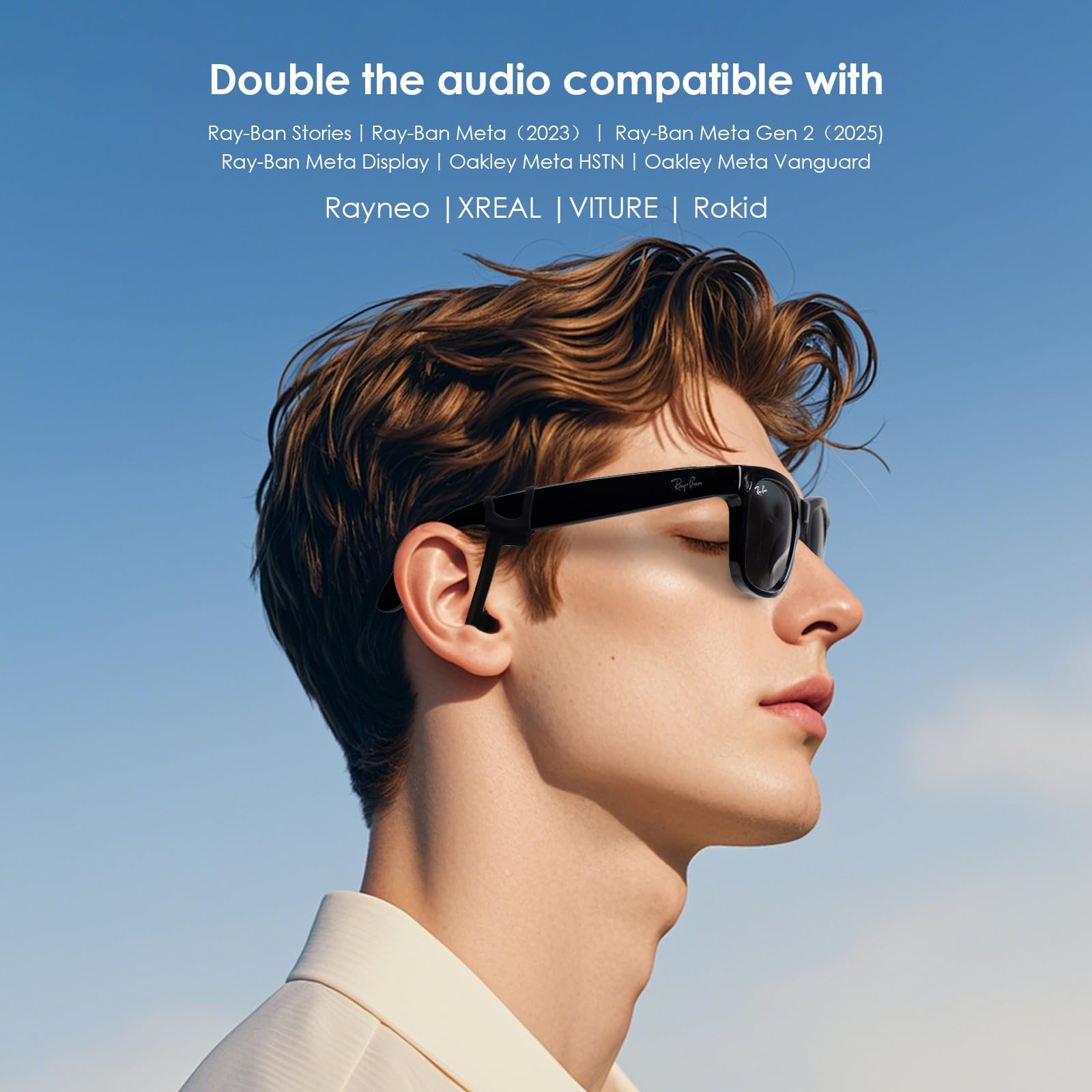 KONAFEI Increase Privacy Ear Tips for RayBan Meta Gen1/2 Glasses, by KONAFEI - Angle View 4