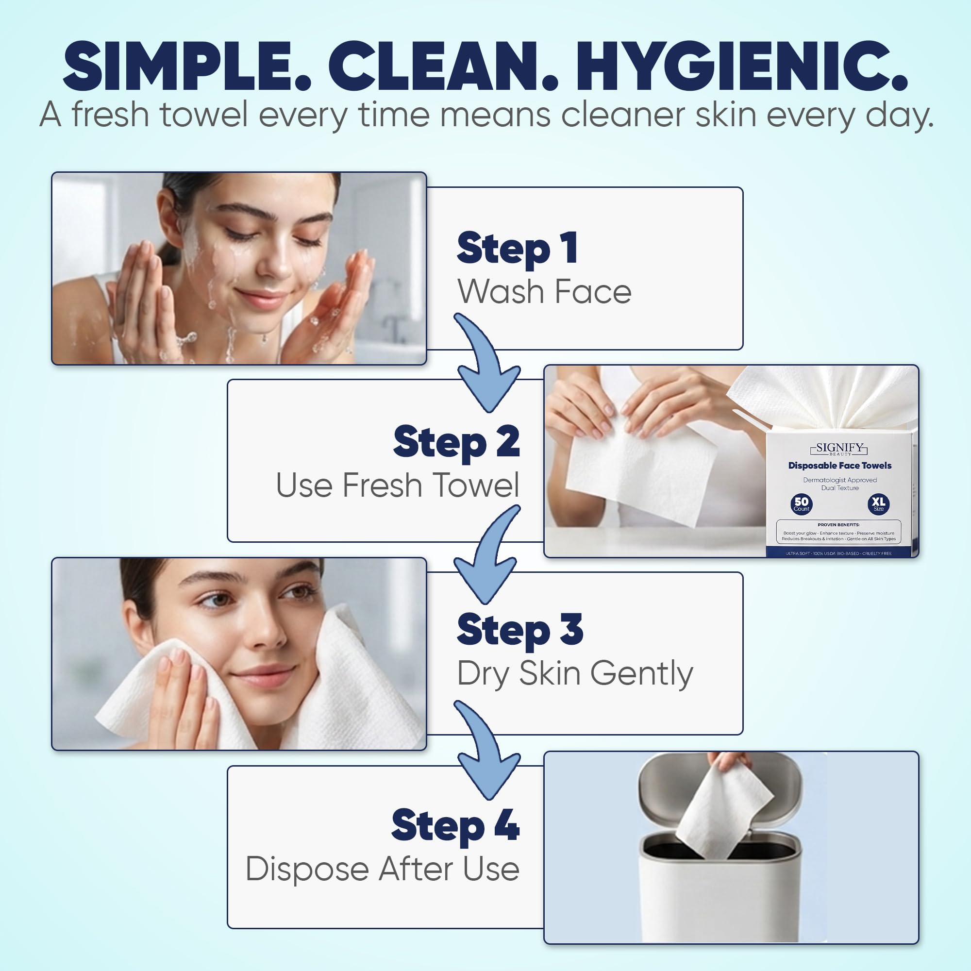 SkinCare Towels XL, Disposable Ultra Soft Face Towels, - SIGNIFY BEAUTY