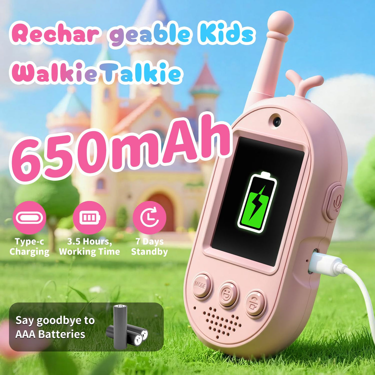 Video Walkie Talkies for Kids 2 Pack Rechargeable Kids Video - YUSSBCU Official Imagery - 7
