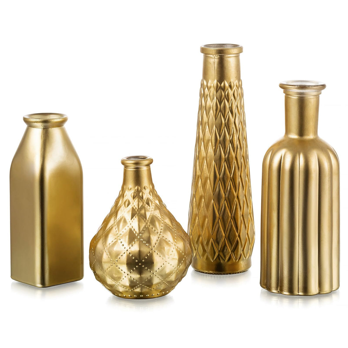 Glasseam Gold Glass Vase for Flowers Set of 4 Small Vases - Glasseam Official Imagery - 1