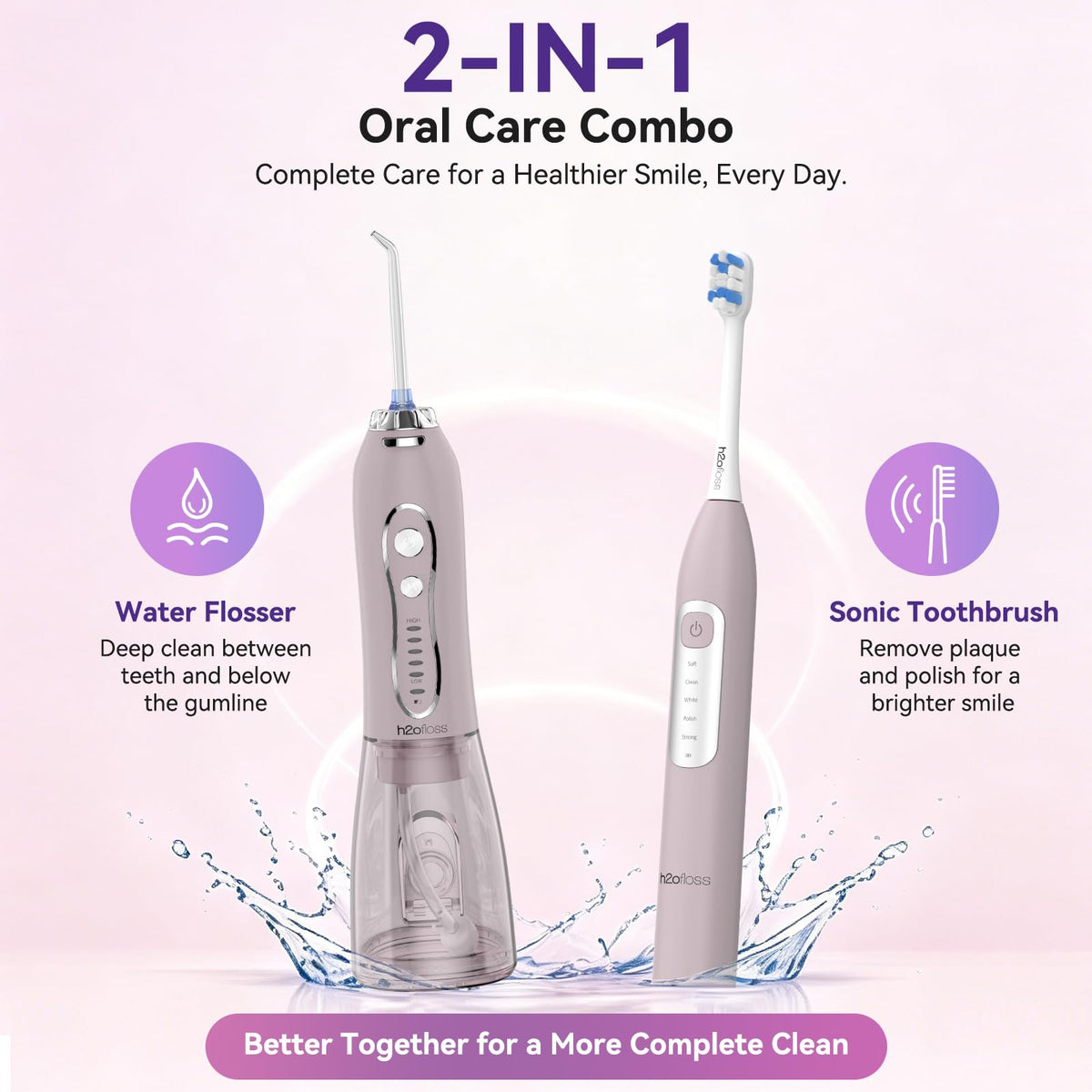 H2ofloss Electric Toothbrush and Water Flosser Combo 2 in 1 - H2ofloss Official Imagery - 3