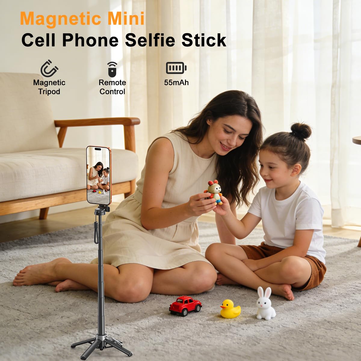 Upgrated 5 in 1 Magnetic Selfie Stick with Remote for Cell - XO Official Imagery - 6