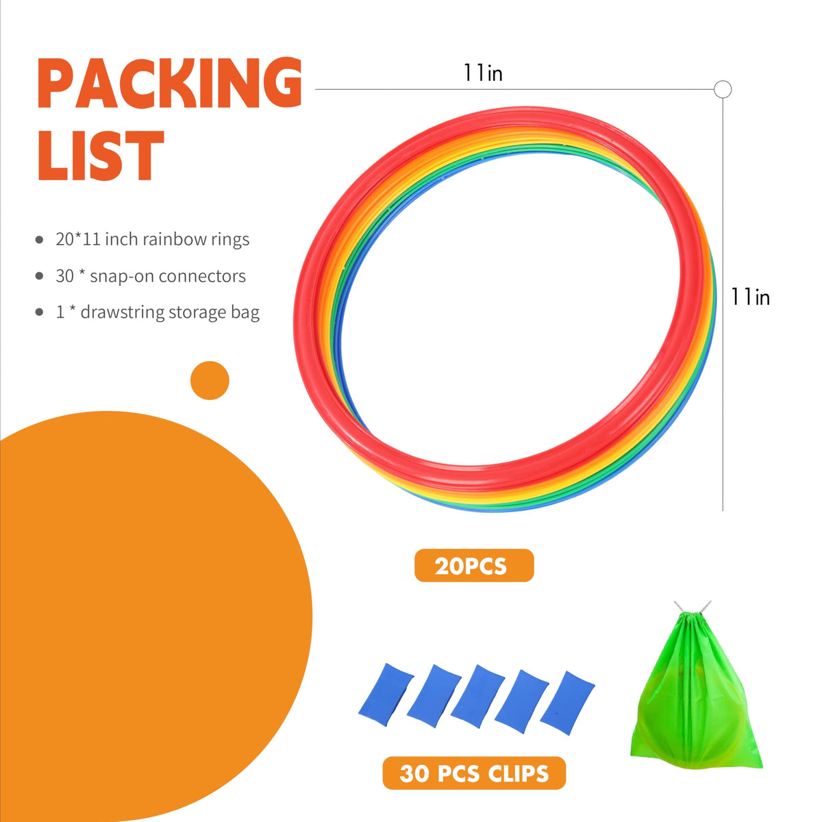 20Pcs 11 Hopscotch Rings Agility Rings for Kids Obstacle - Oranmew Official Imagery - 3