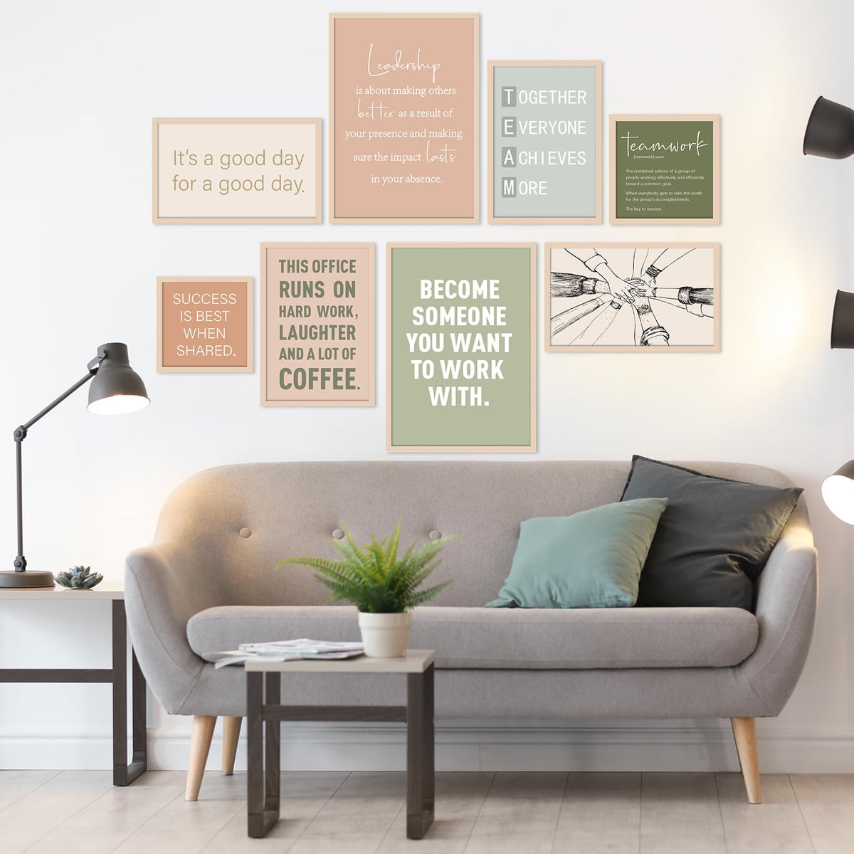 Faccito 8 Set Office Wall Decor Wooden Framed Motivational - Faccito Official Imagery - 6