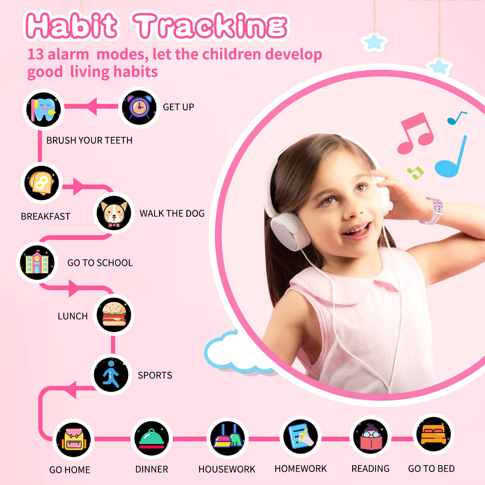 Cosjoype Kids Smart Watch Gift for Girls Age 5-12, 39 Games HD Touch S - View 4