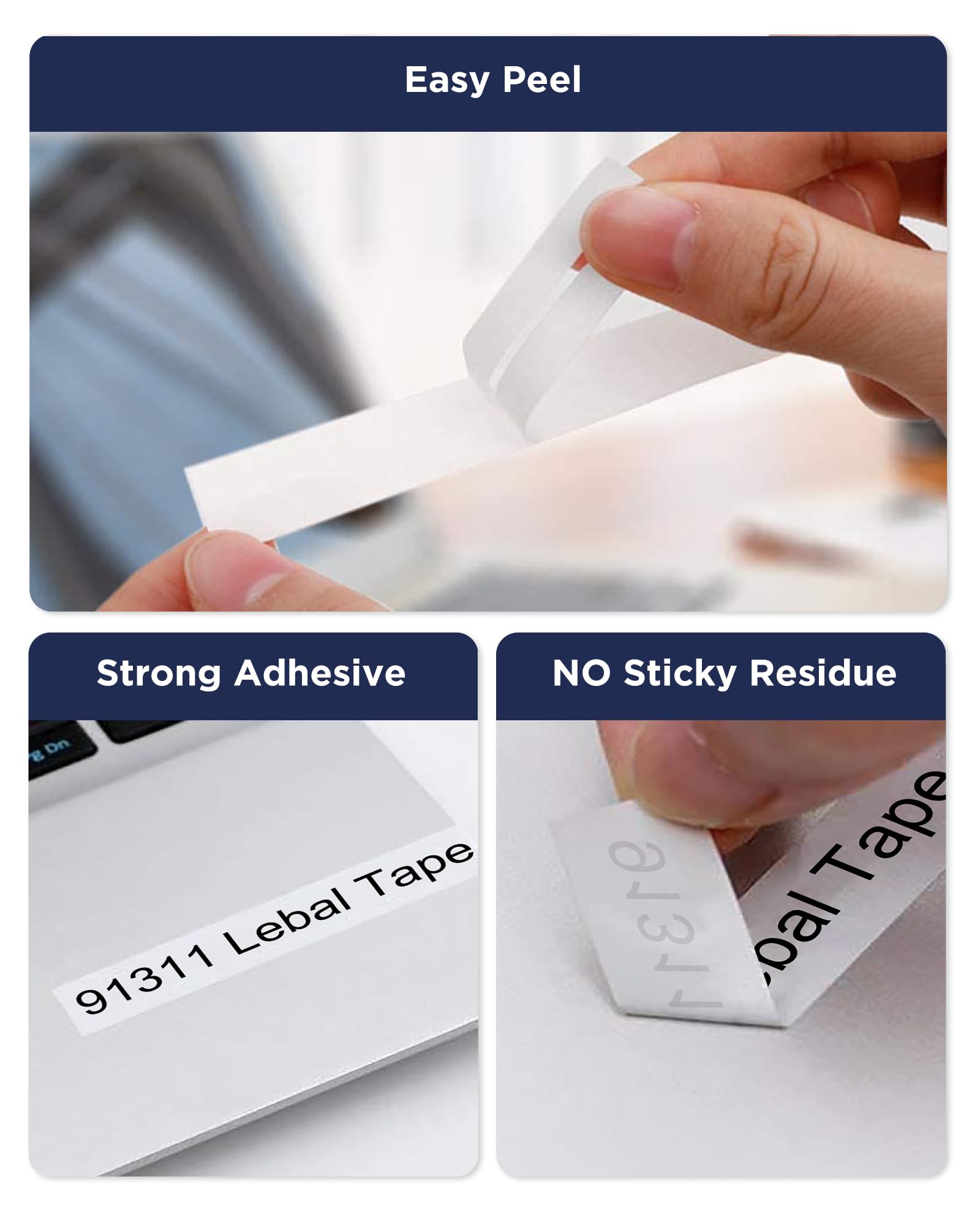 JOJOME TZe-241 label maker tape, 18mm laminated white replacement tape for Brother P-Touch label makers, 4-pack.