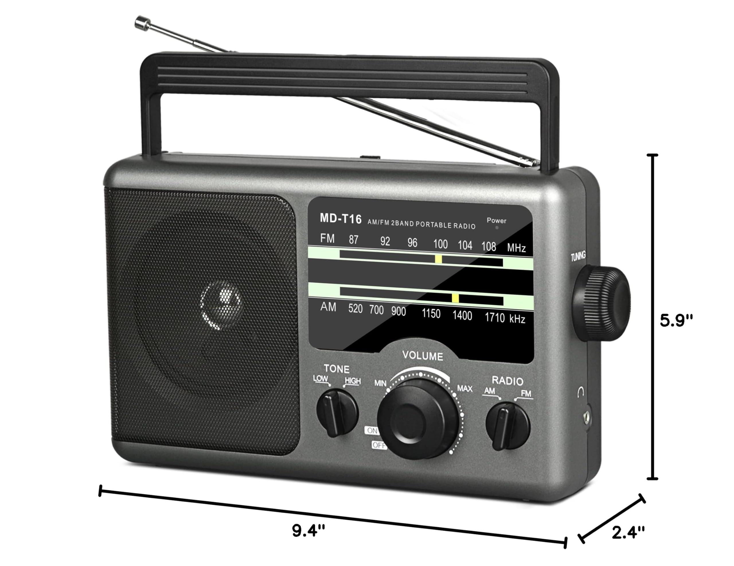 Jazmm AM FM Portable Radio Battery or AC Powered