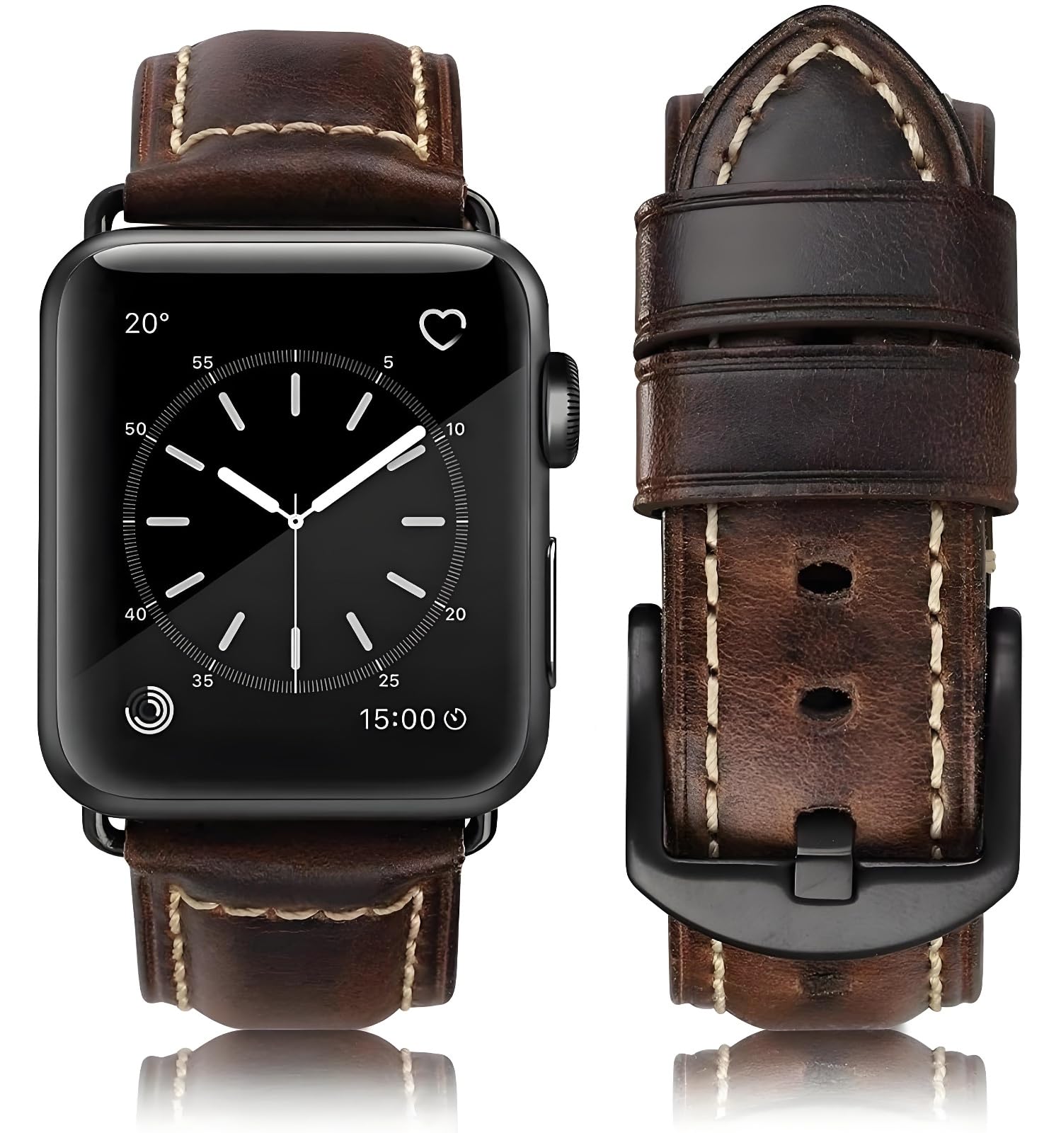 HUAFIY Genuine Leather Apple Watch Band 42/44/45/46/49mm