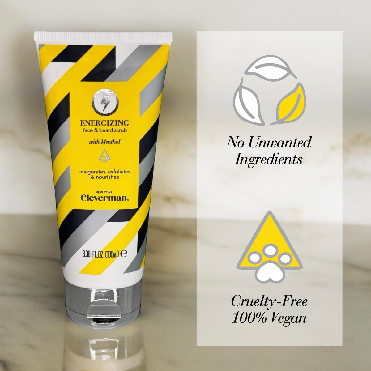 Face Beard Scrub for Men Energizing Exfoliating Cleanser for - CLEVERMAN Official Imagery - 7
