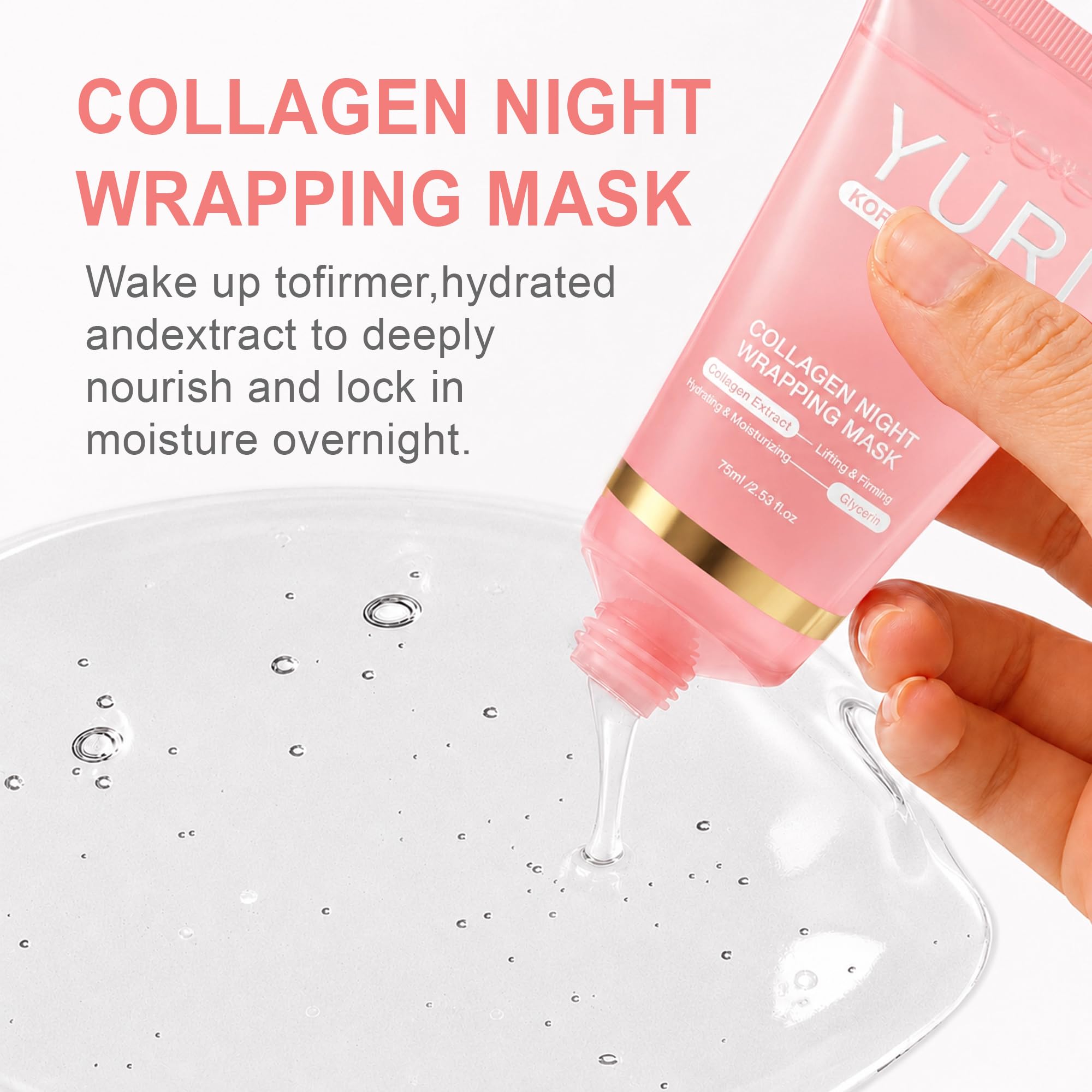 Collagen Night Wrapping Mask, Overnight Peel Off Face Mask with - YURI KOREA MASK