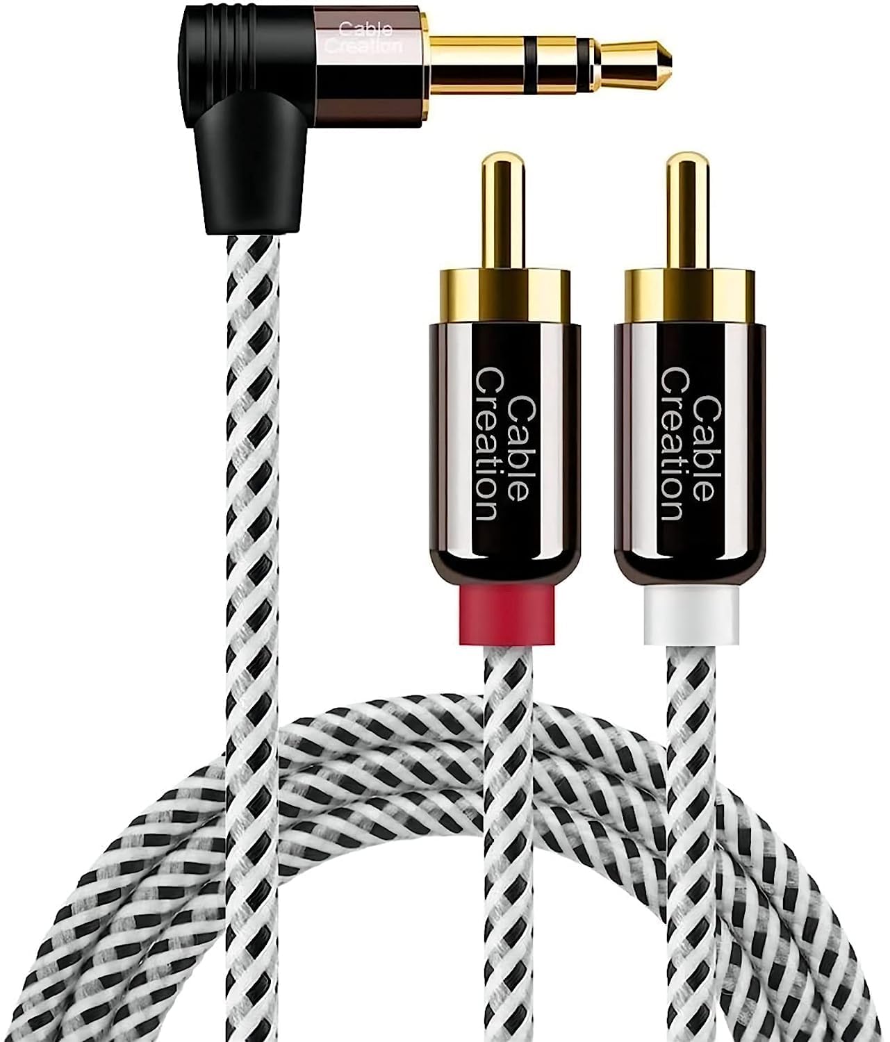 CableCreation 3.5mm to RCA Cable, Angle 3.5mm Male to 2RCA Male A by CableCreation - Angle View 10