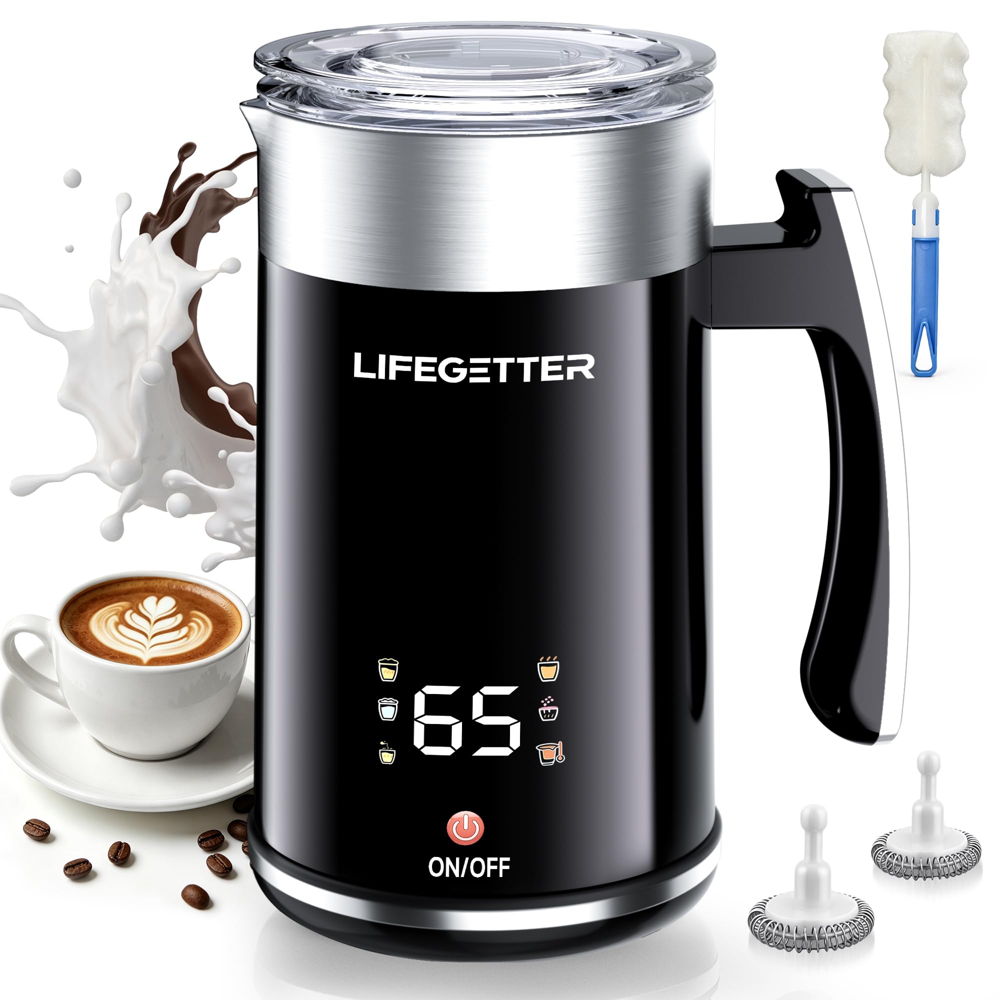 LIFEGETTER Milk Frother and Steamer 6-in-1 Electric Milk Frother - LIFEGETTER Official Product View 1