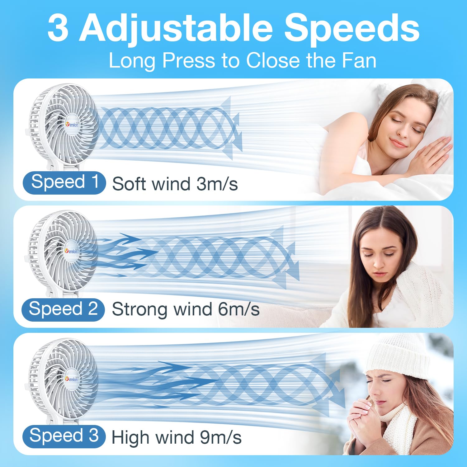 VersionTECH. Portable Handheld Fan, Powerful+Durable+4000mAh+180° by VersionTECH. - Angle View 4