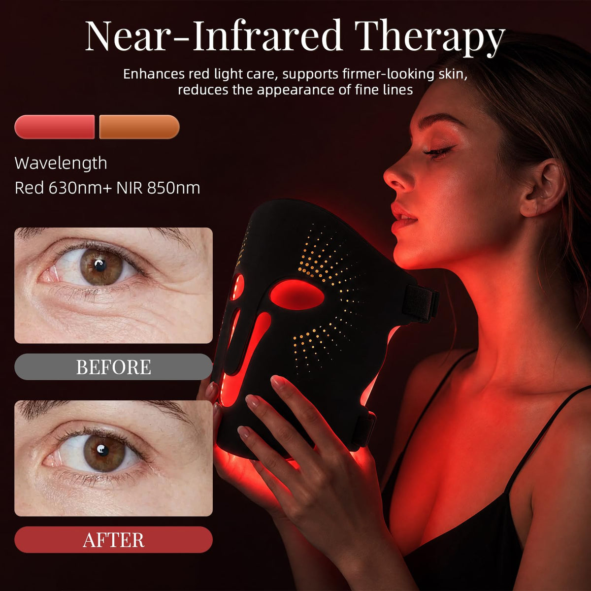 Red Light Mask Therapy for Face FDA Cleared 3 Colors Red - bubbotparty Official Imagery - 6