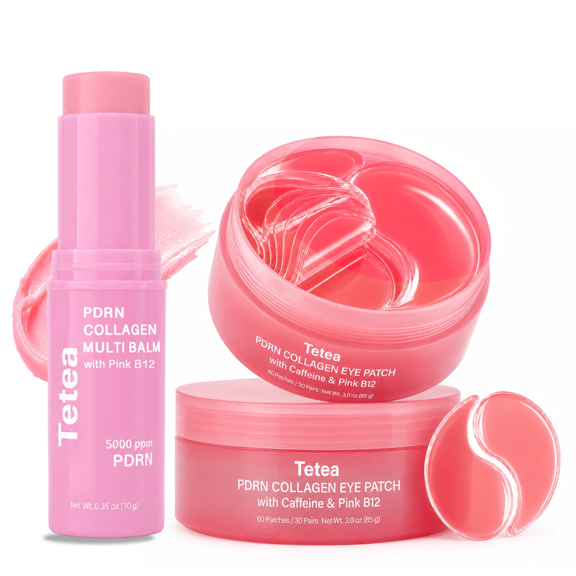 PDRN Pink Collagen Multi Balm Stick & PDRN Caffeine Hydrogel Eye - Product Imagery