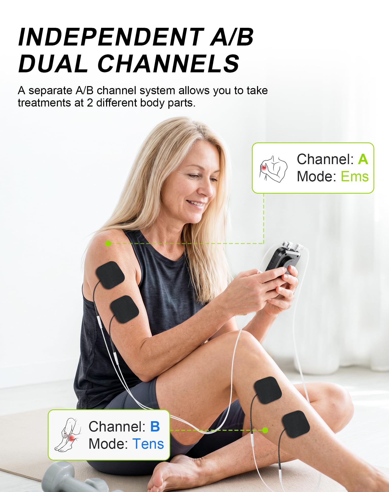 CESLIFF Dual Channel TENS Unit 3-in-1 Muscle Stimulator Machine with 36 Modes & 20 Levels for Shoulder, Back, Neck, Sciatica Pain Relief