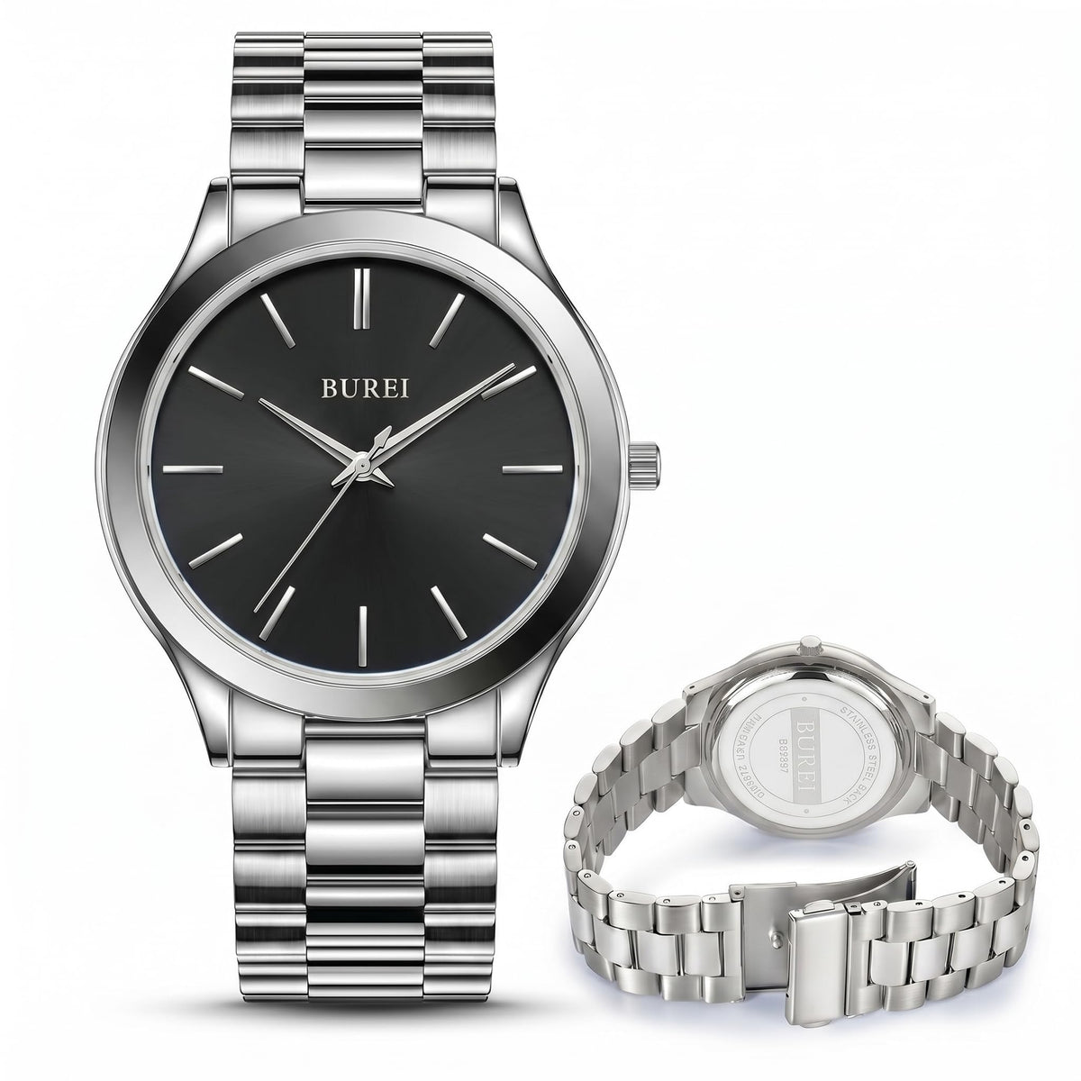 BUREI Men s Wrist Watch Analog Stainless Steel Dress - BUREI Official Imagery - 2
