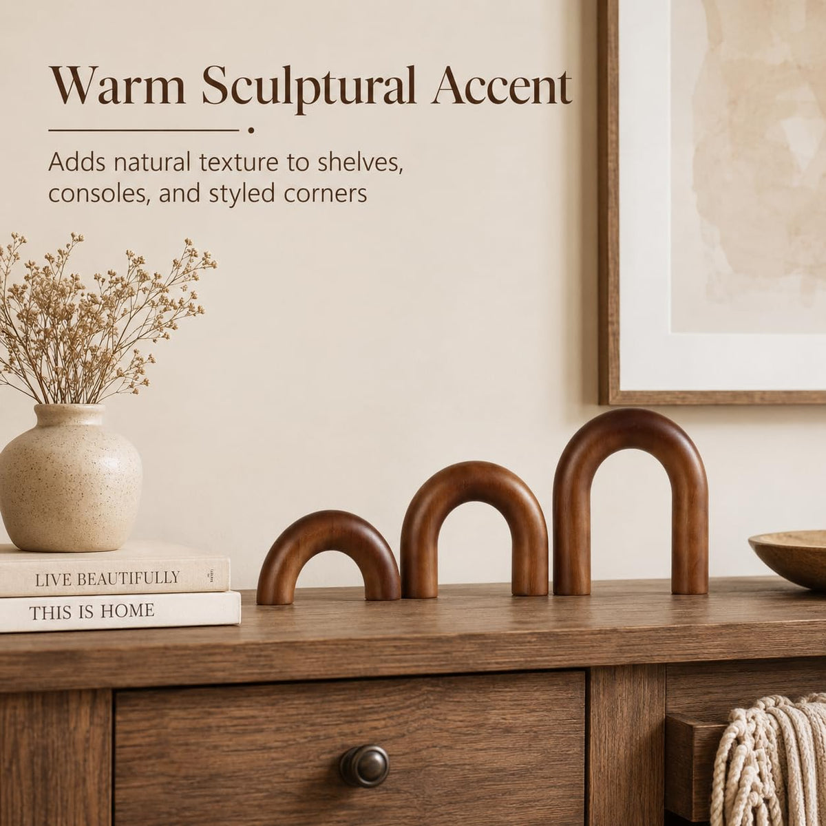 XMGZQ Brown Wood Arch for Coffee Table Decor Items Wood - XMGZQ Official Imagery - 6