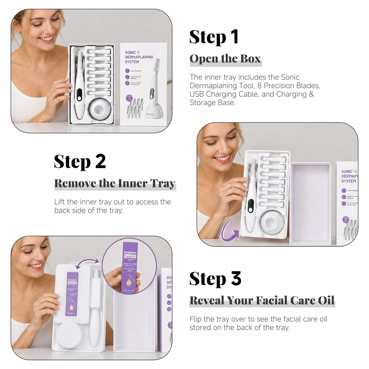 Sonic Dermaplane Razor for Women Face Peach Fuzz Removal - Cutemiss Official Imagery - 7
