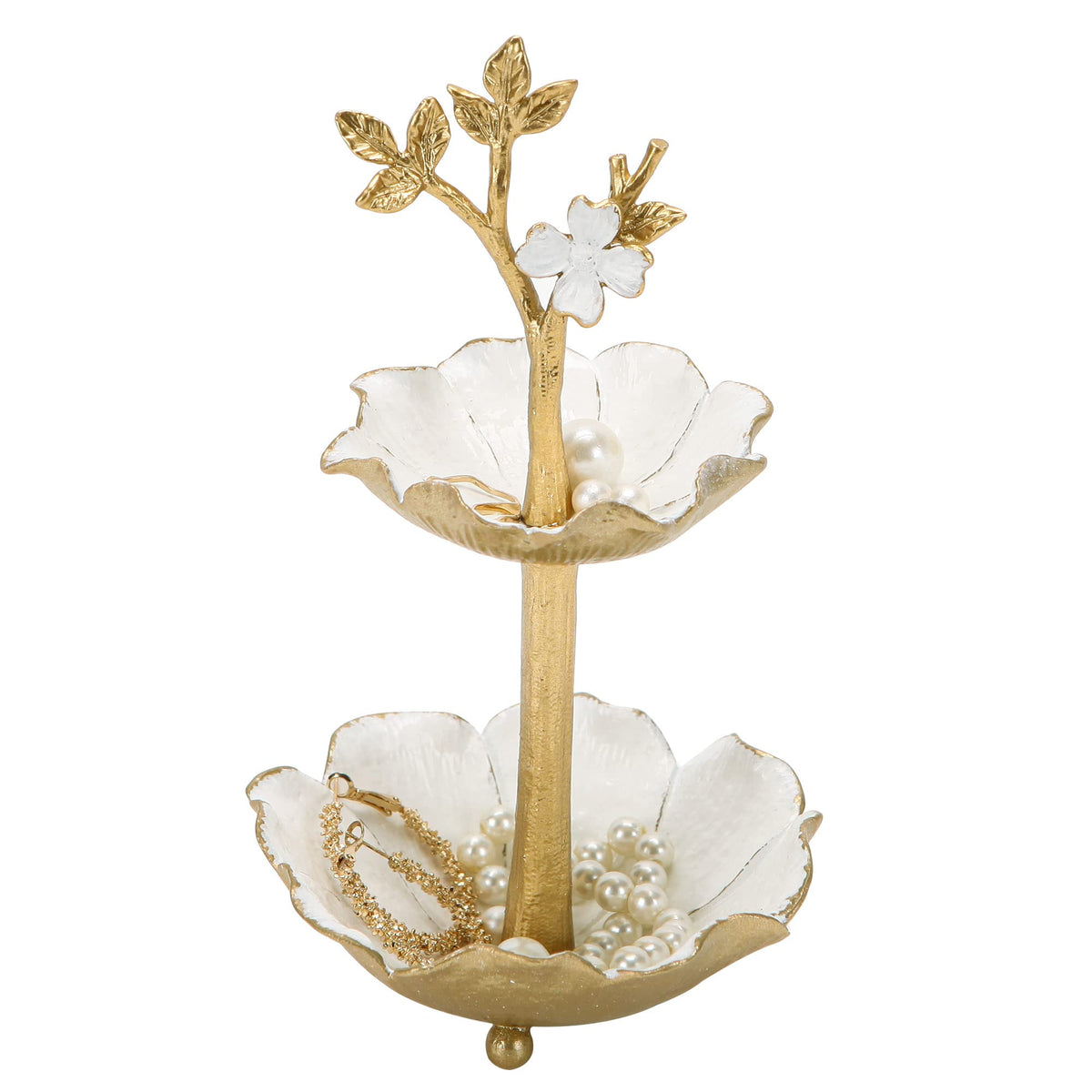 NIKKY HOME Gold Jewelry Holder Stand with Ring Tray for Home - NIKKY HOME Official Imagery - 1