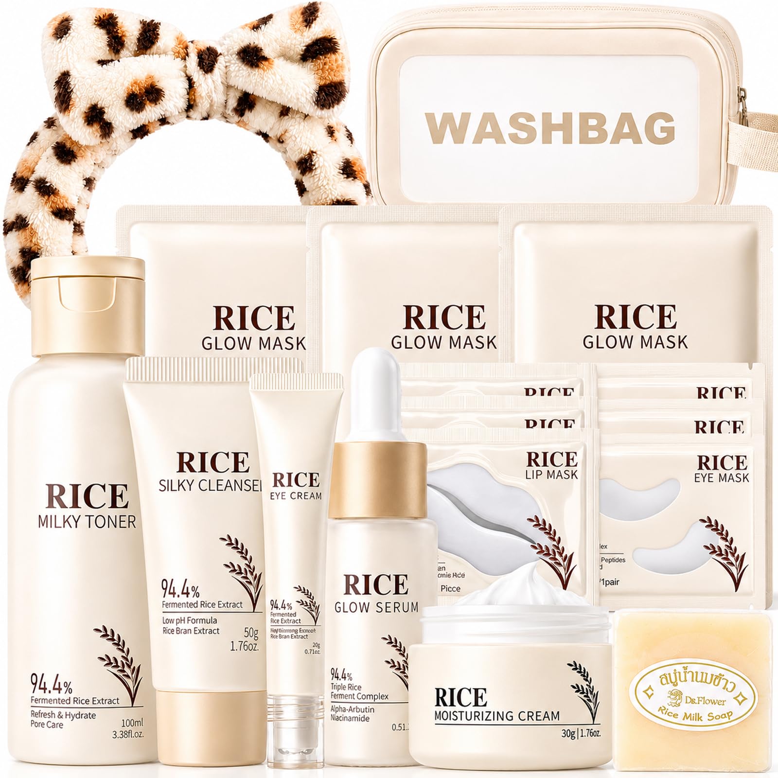 Korean Skin Care Set 17PCS Rice Skin Care for Women Girls - Vienflona Official Imagery - 2