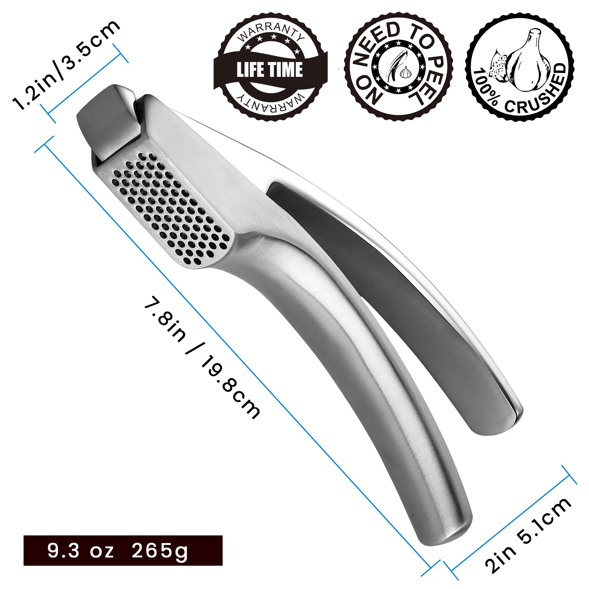 Gourmet Easy Garlic Press Lifetime Replacement, No Need to Peel, Fine - View 2
