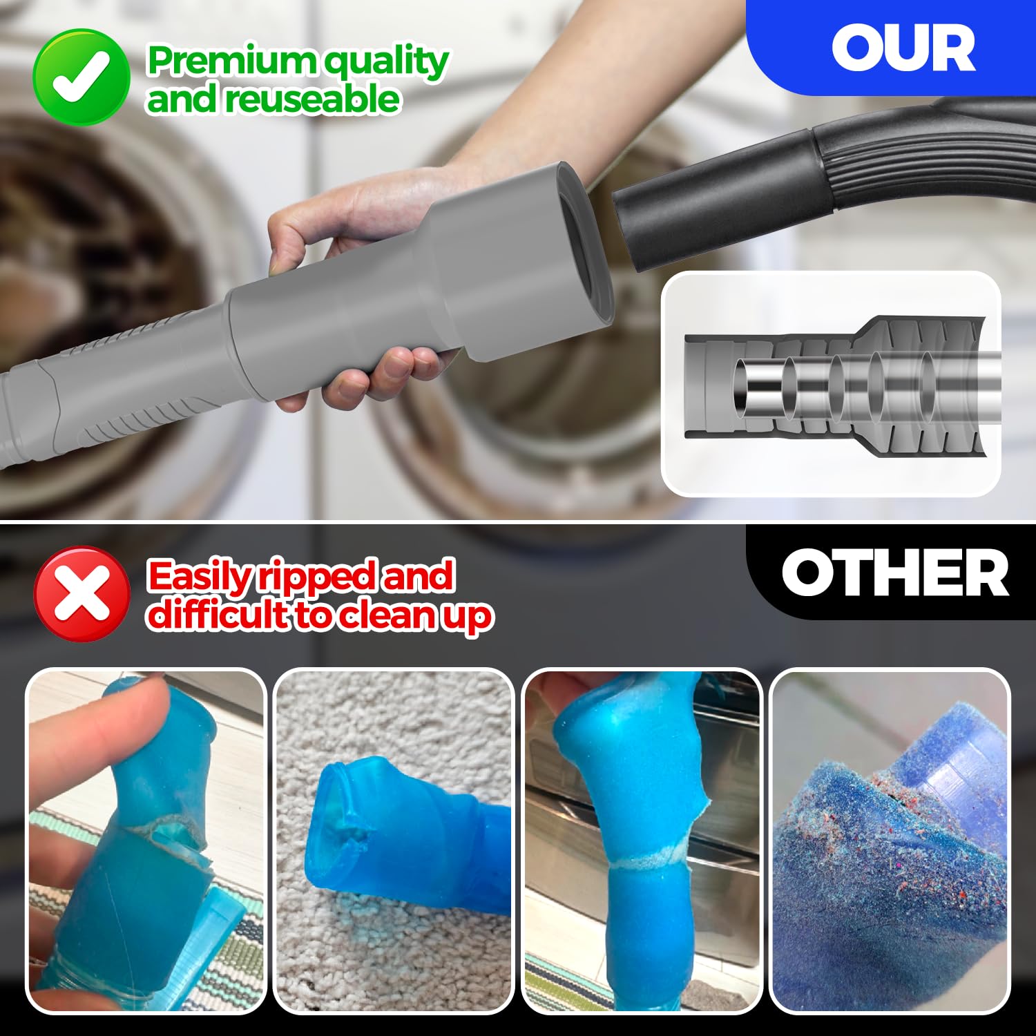 Holikme Dryer Vent Cleaner Kit 2Pack - Lint Vacuum Attachment & B by Holikme - Angle View 2