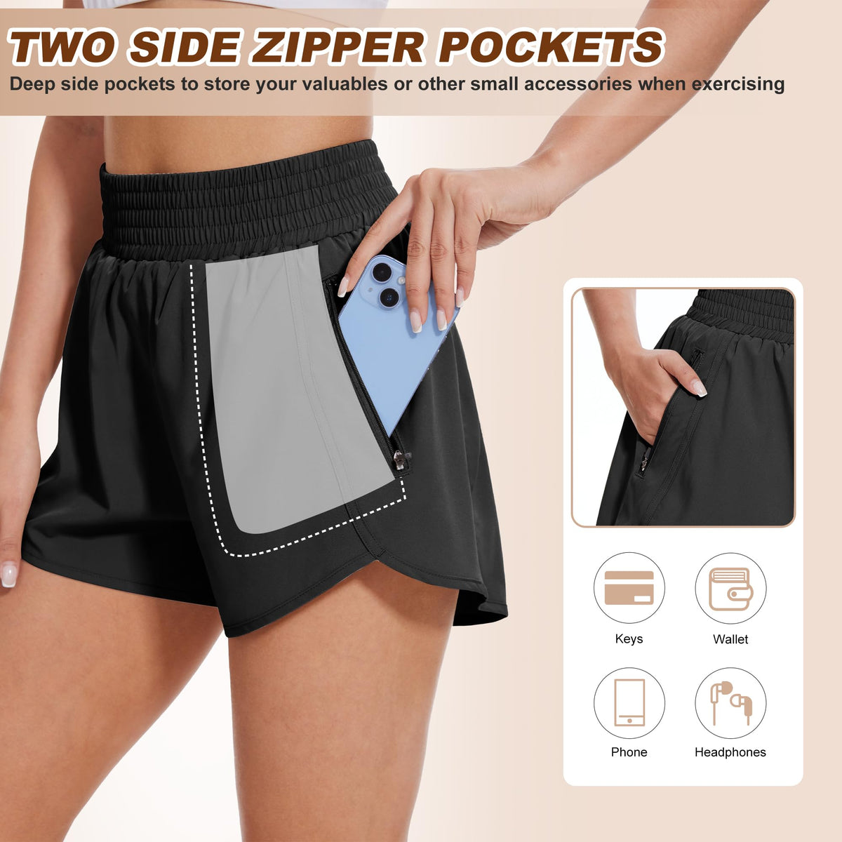 BALENNZ 5 Pack Womens Athletic Shorts with Pockets Workout - BALENNZ Official Imagery - 4