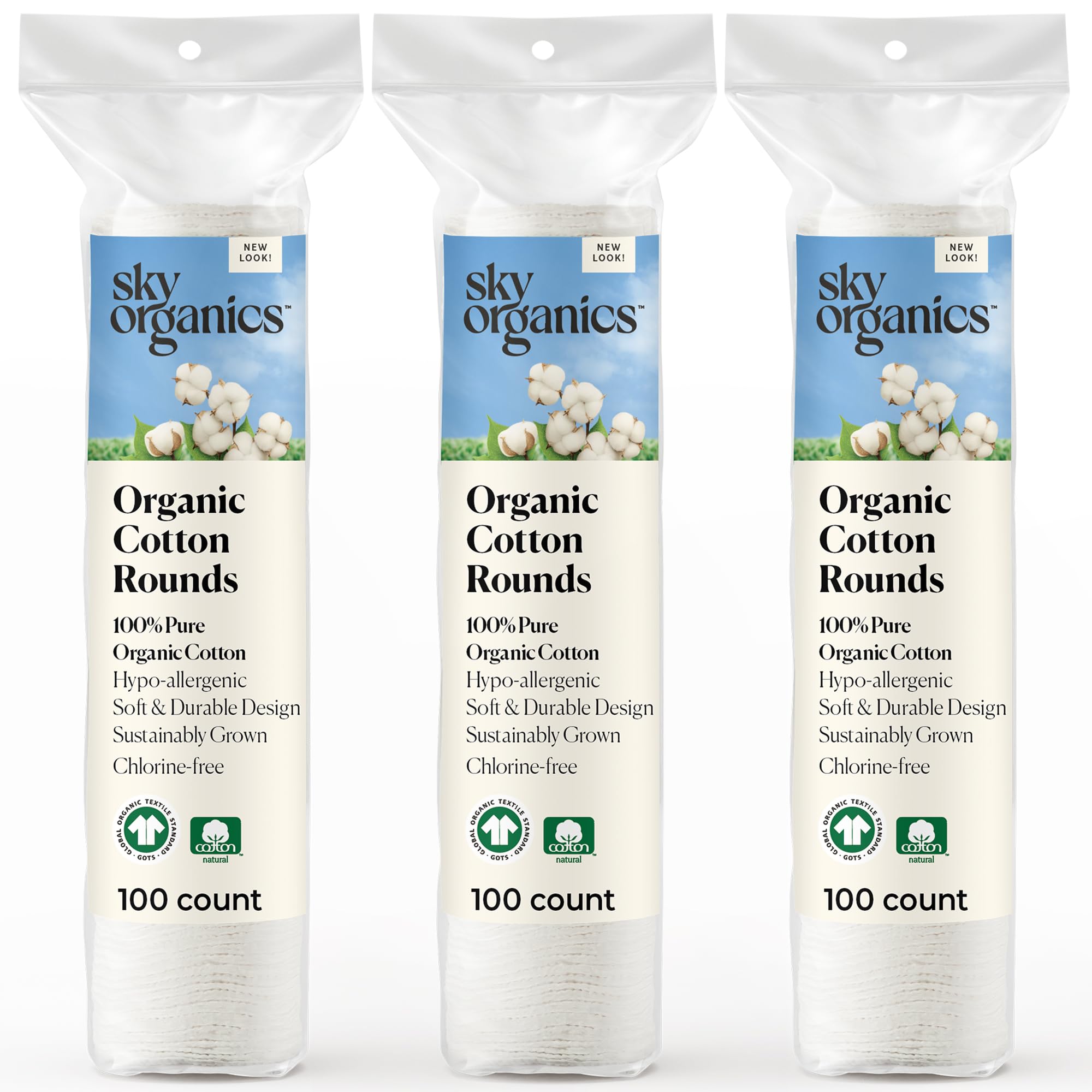 Sky Organics Organic Cotton Rounds 300ct Chlorine Free for - Sky Organics Official Product Imagery - 1