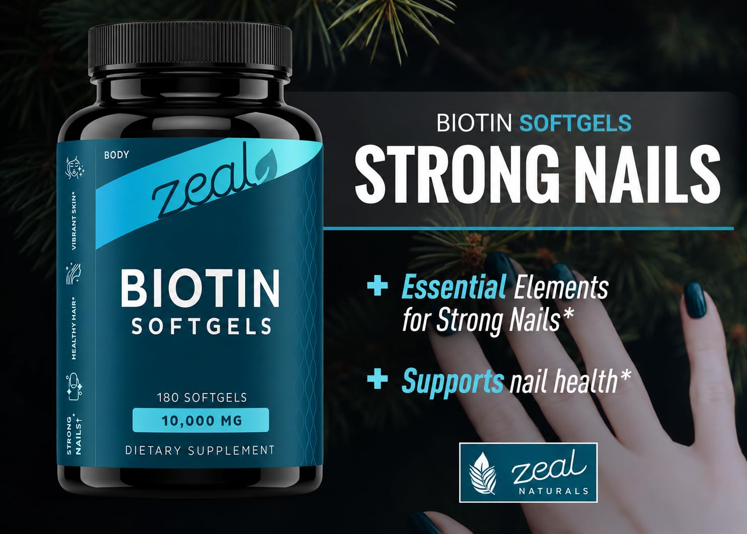 Zeal Biotin 10000mcg Oil Softgels - Zeal Naturals Official Imagery - 6