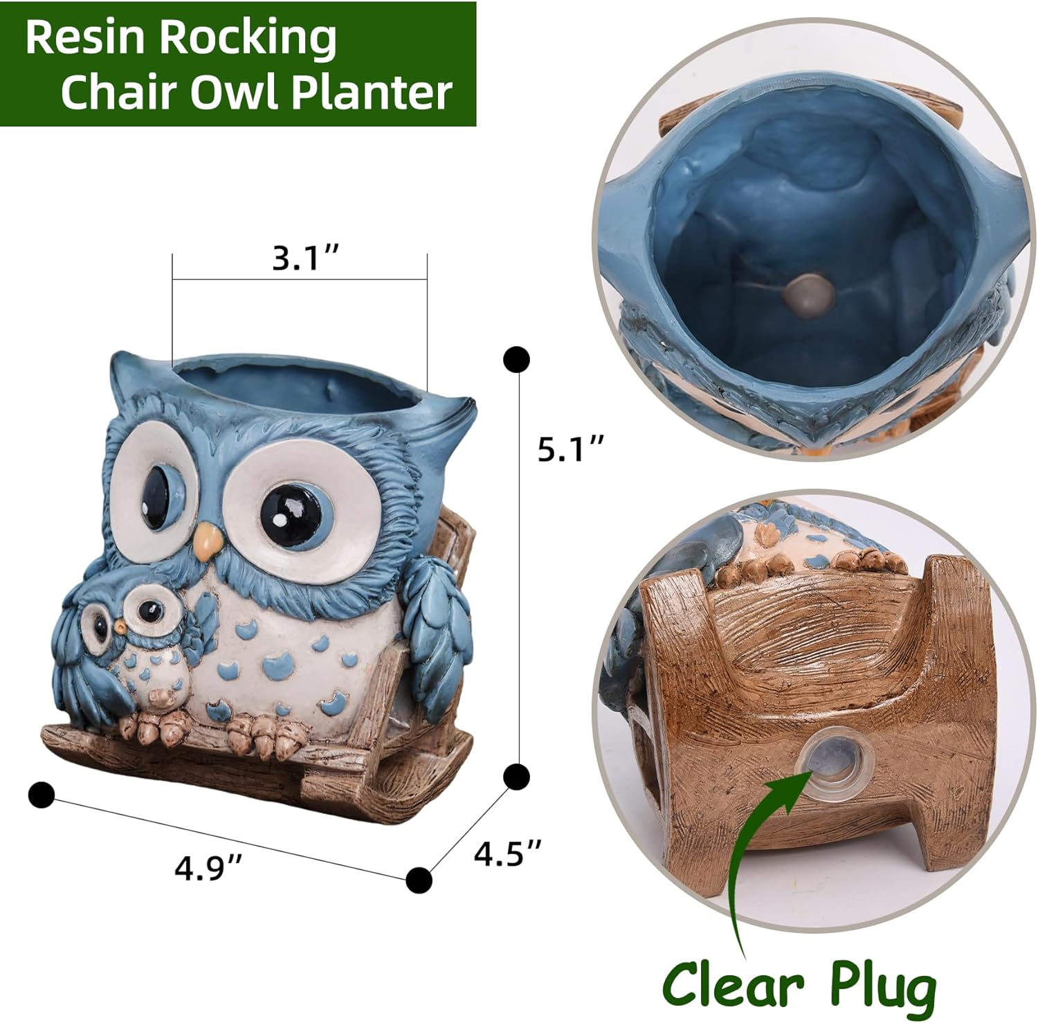 Saysmile Unique Owl Plant Pots Indoor, small succulent pots with drainage, featuring cute owl design for indoor gardening.