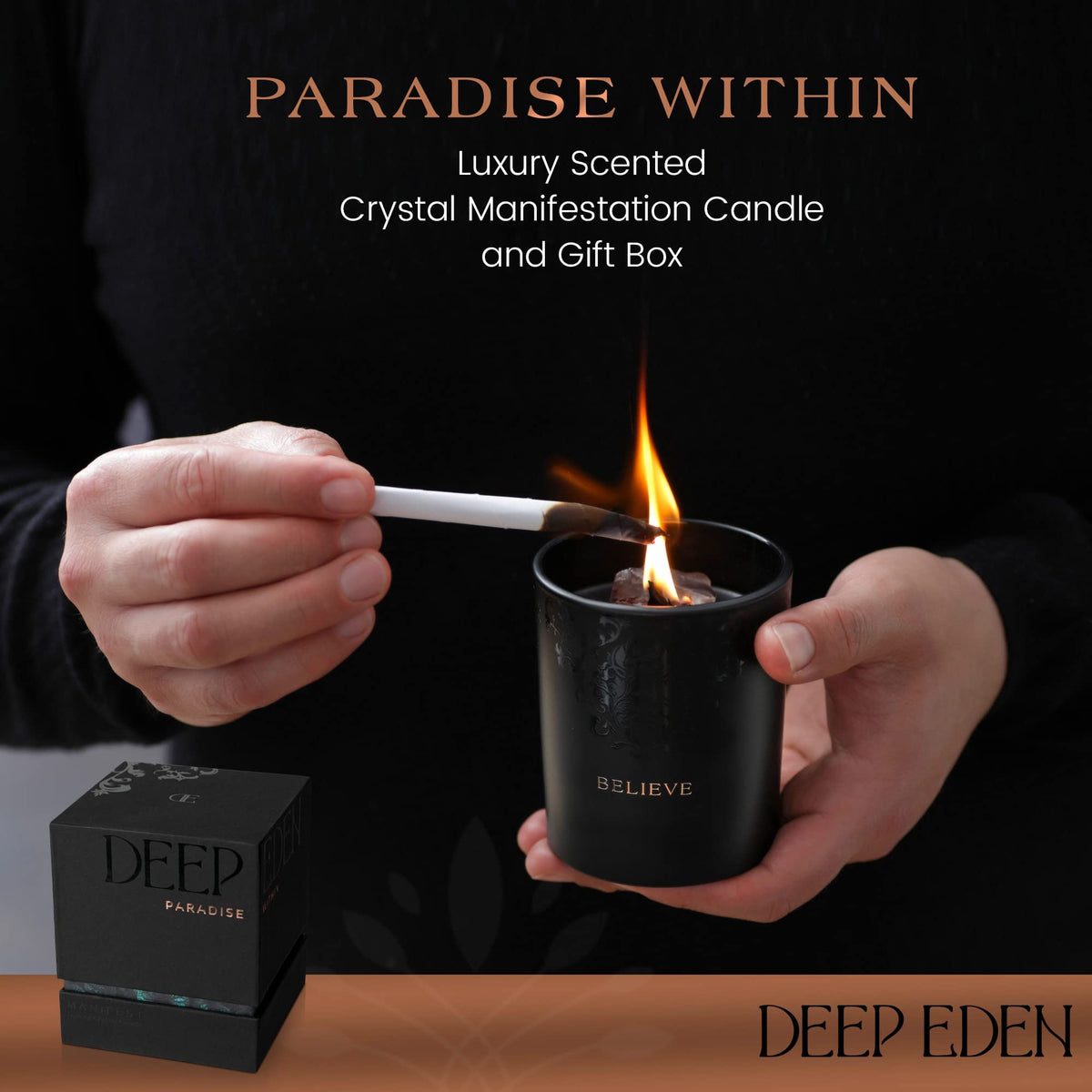 Black Orchid Pine Moss Scented Crystal Candle - Deep Eden Official Imagery - 3