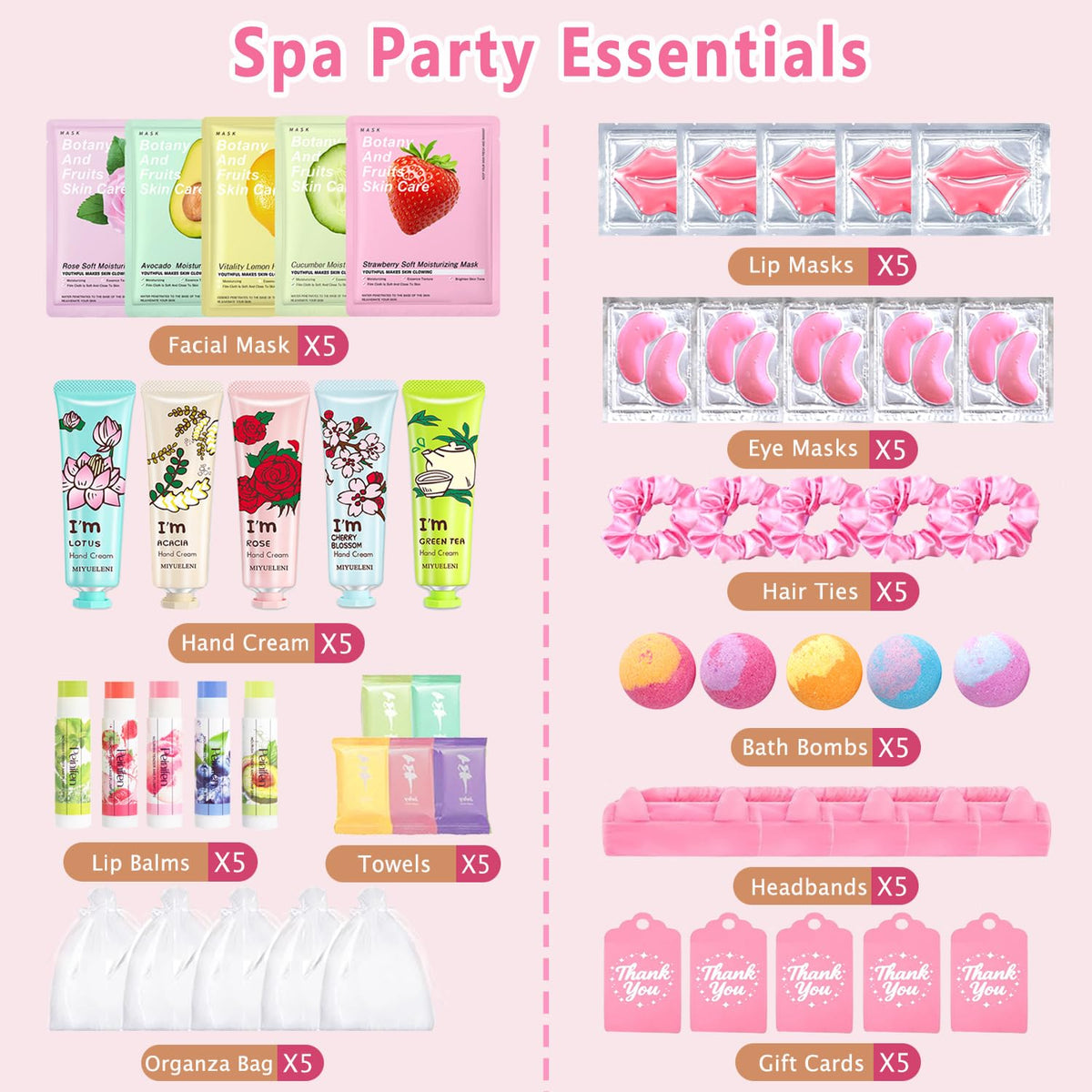 55PCS Spa Skincare Set for Kids Spa Party Favors Supplies - firstfly Official Imagery - 5