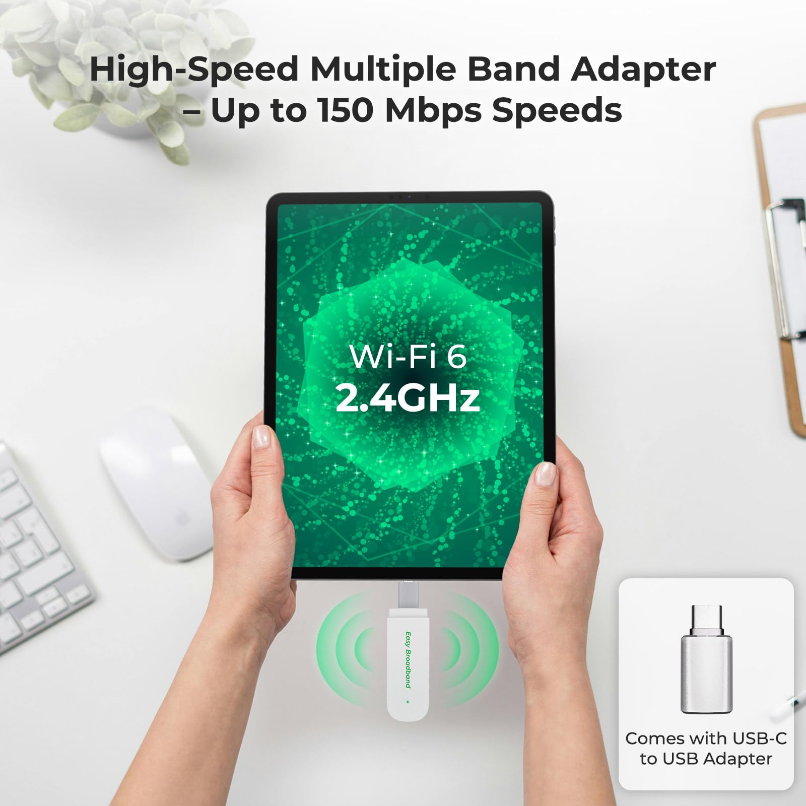 EIOTCLUB 4G LTE USB WiFi 6 dongle, mobile hotspot network interface controller for US, Canada, Mexico, and Latin America.