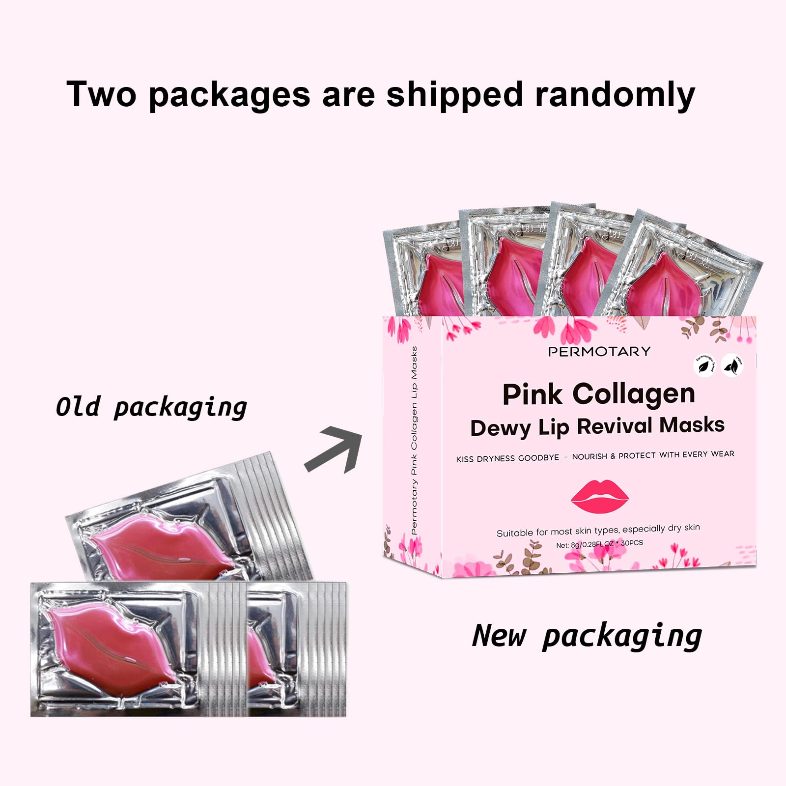 30 PCS Moisturizing Collagen Lip Mask Crystal Mouth Care Pads Mask for Moisturizing & Reducing Chapped, Smoothing Fine Lines Lip Patches with Moisture Essence for Gifts - Permotary Official Product View 9