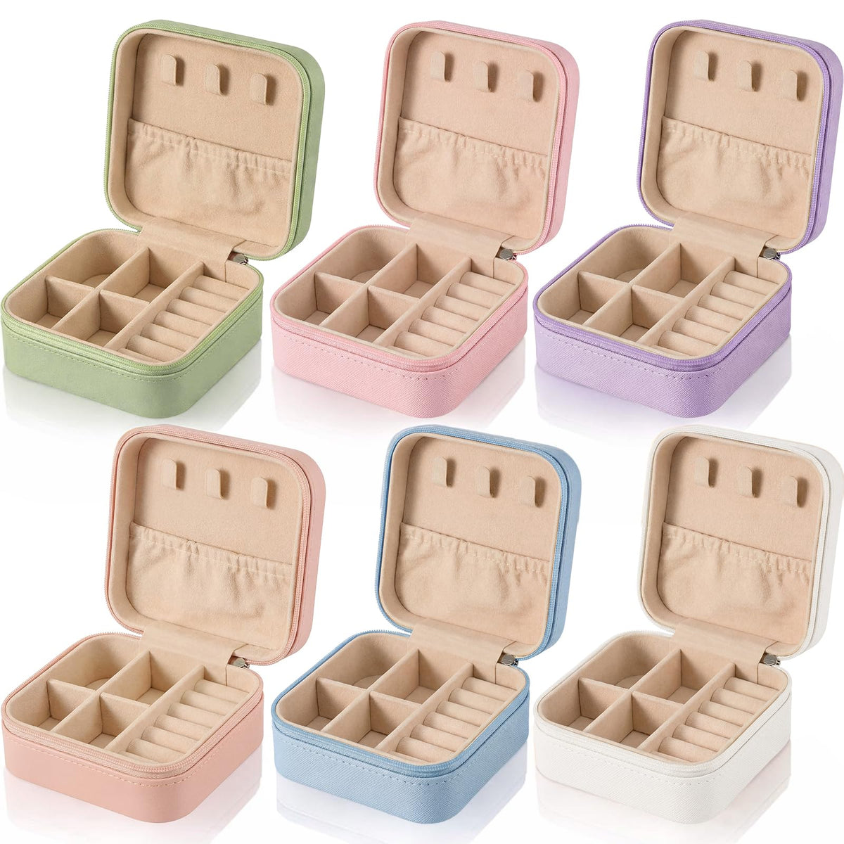 6 Pcs Small Jewelry Box Portable Travel Case PU Leather - Juinte Official Imagery - 2