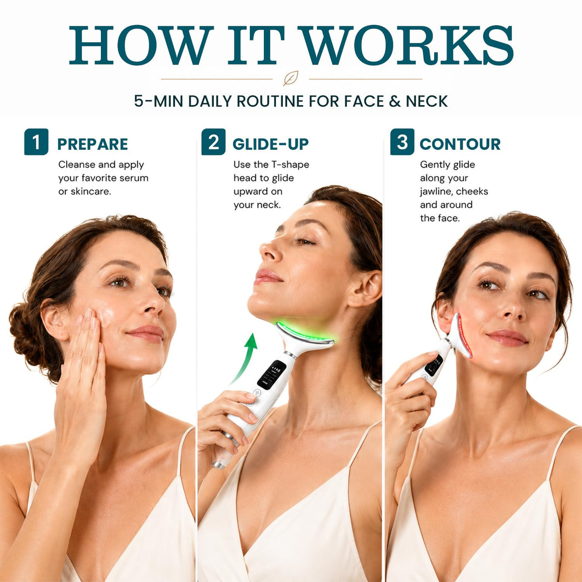 Face and Neck LED Massager Warm Vibrating Beauty Device - era of nature Official Imagery - 3