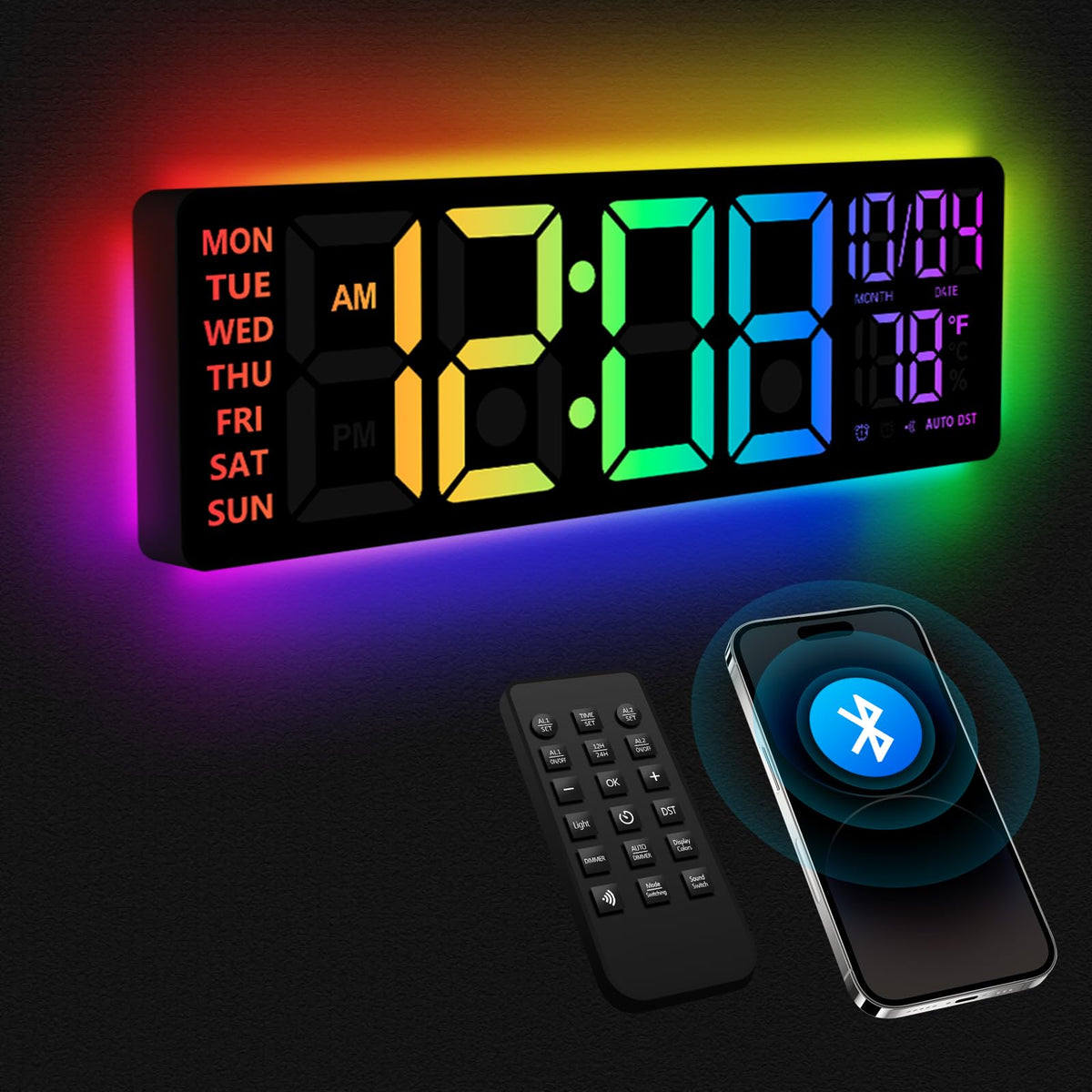 YISILE 16 Inch RGB LED Digital Wall Clock - YISILE Official Imagery - 1
