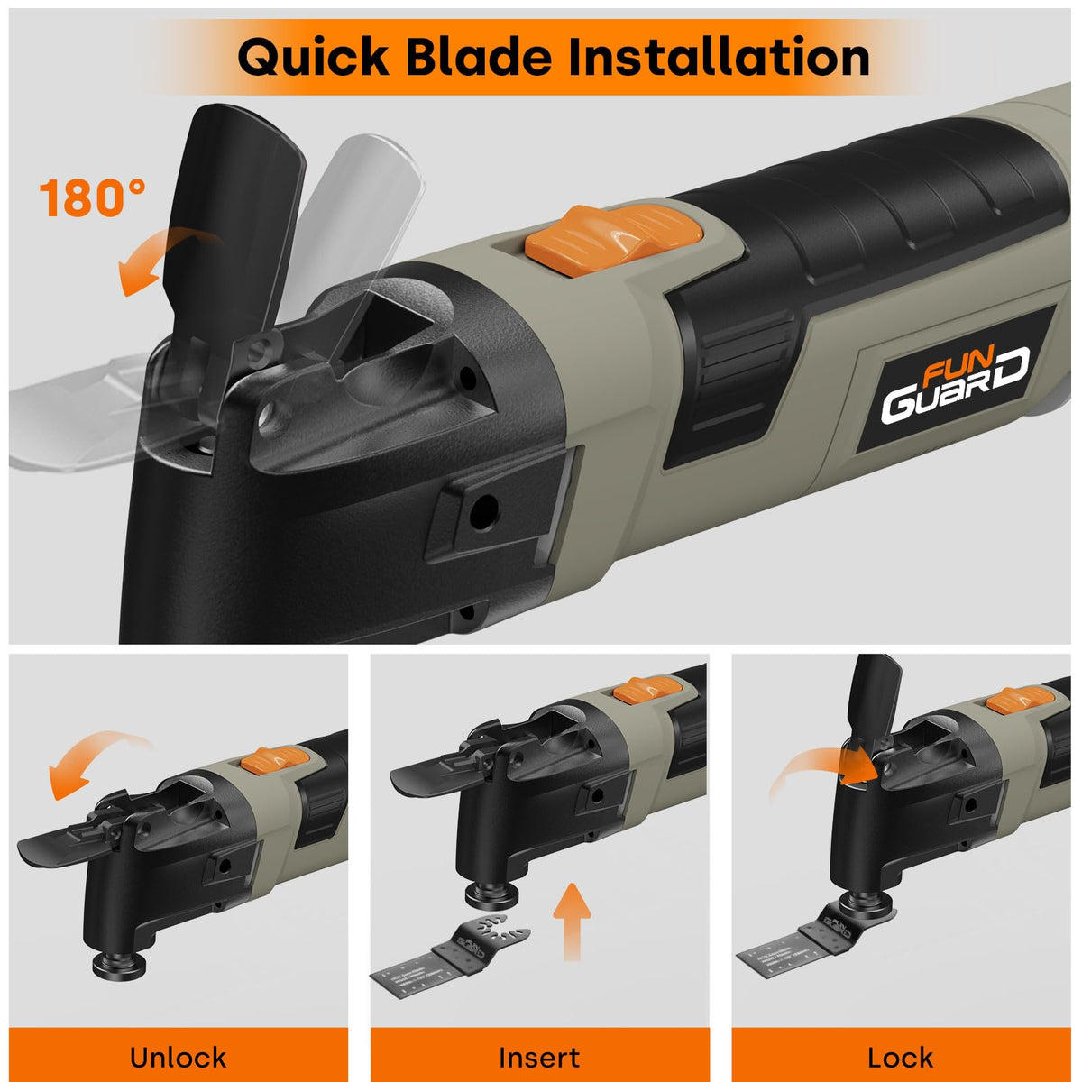 Oscillating Tool 300W 6 Speed 30 Piece Accessory Kit - Funguard Official Imagery - 4