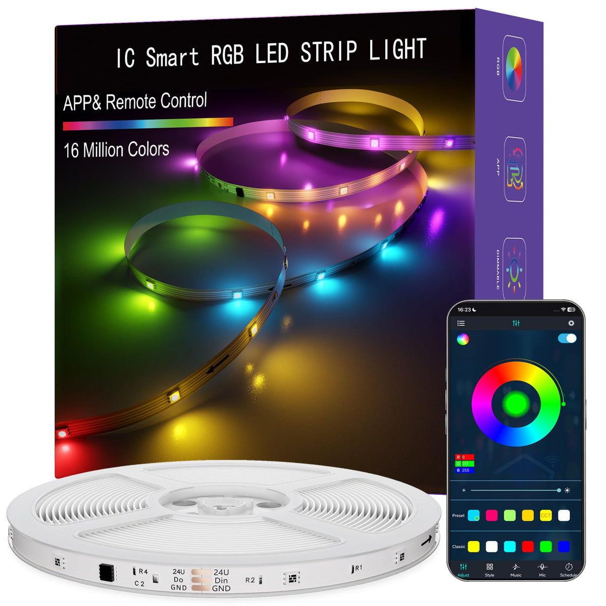 LED Lights for Bedroom 50FT IC RGB LED Strip Lights Smart - ERBTY Official Imagery - 1