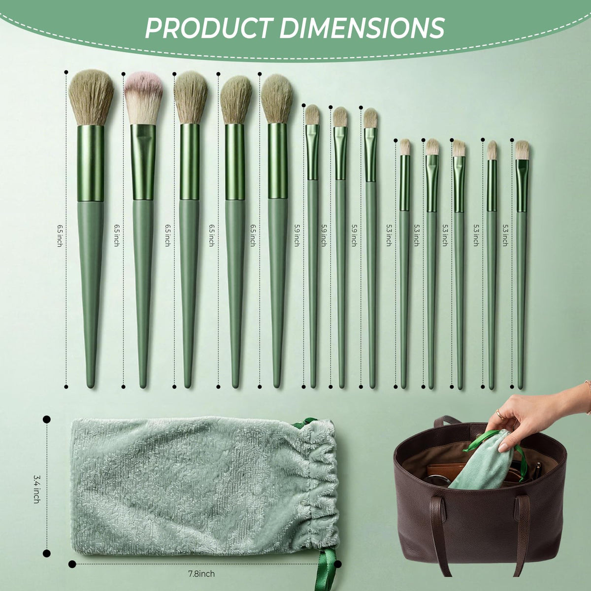 10 Sets Makeup Brushes with 13 Travel Size Brushes Pouch - HDFCLUP Official Imagery - 3