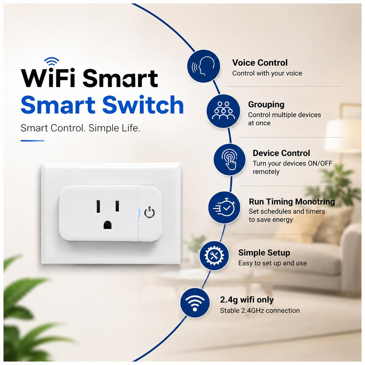4 Pack Smart Home Wi Fi Plugs - Lunabode LED Official Imagery - 5