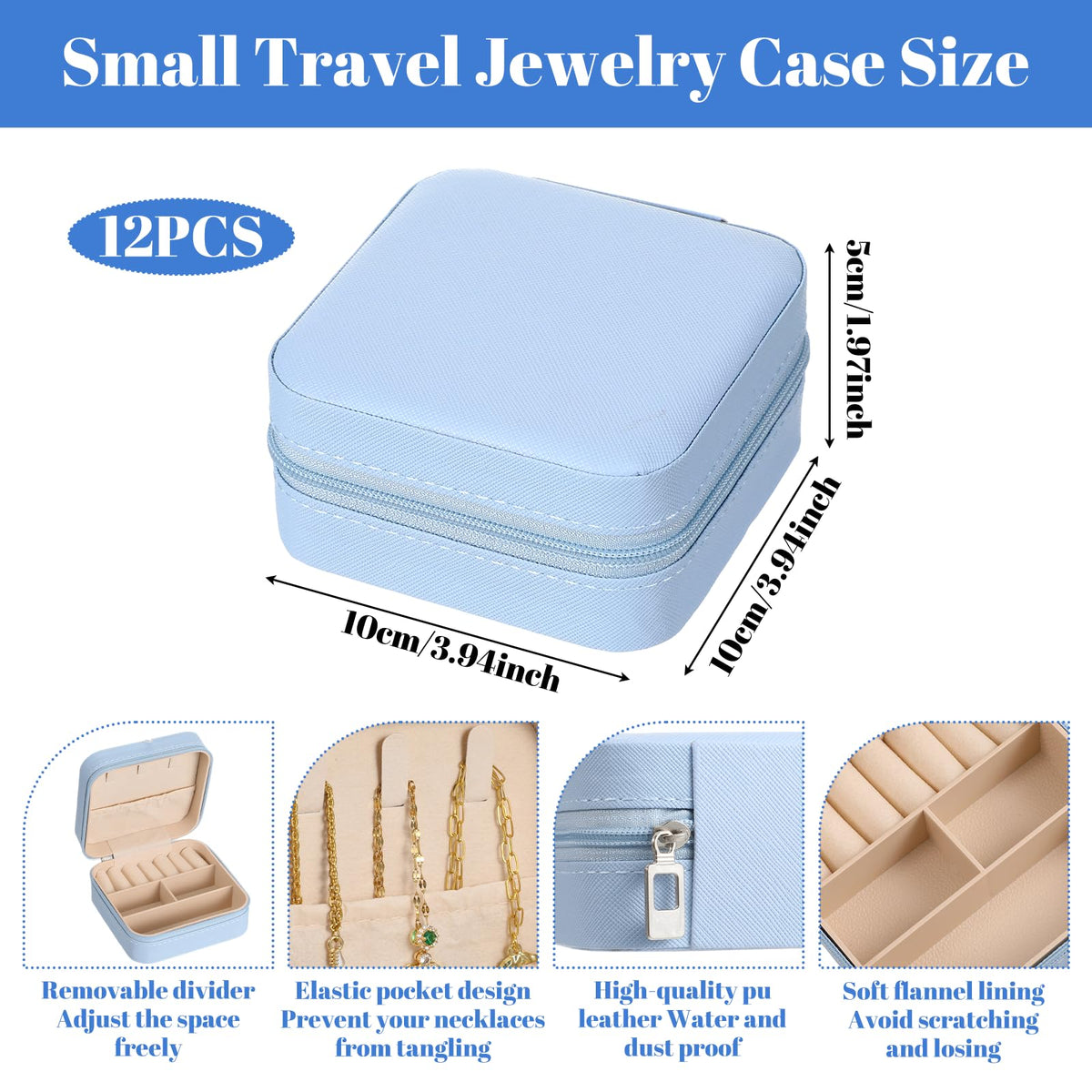 12 Pcs Mini Jewelry Box Travel Mini Blue Jewelry Box - moheaaei Official Imagery - 3