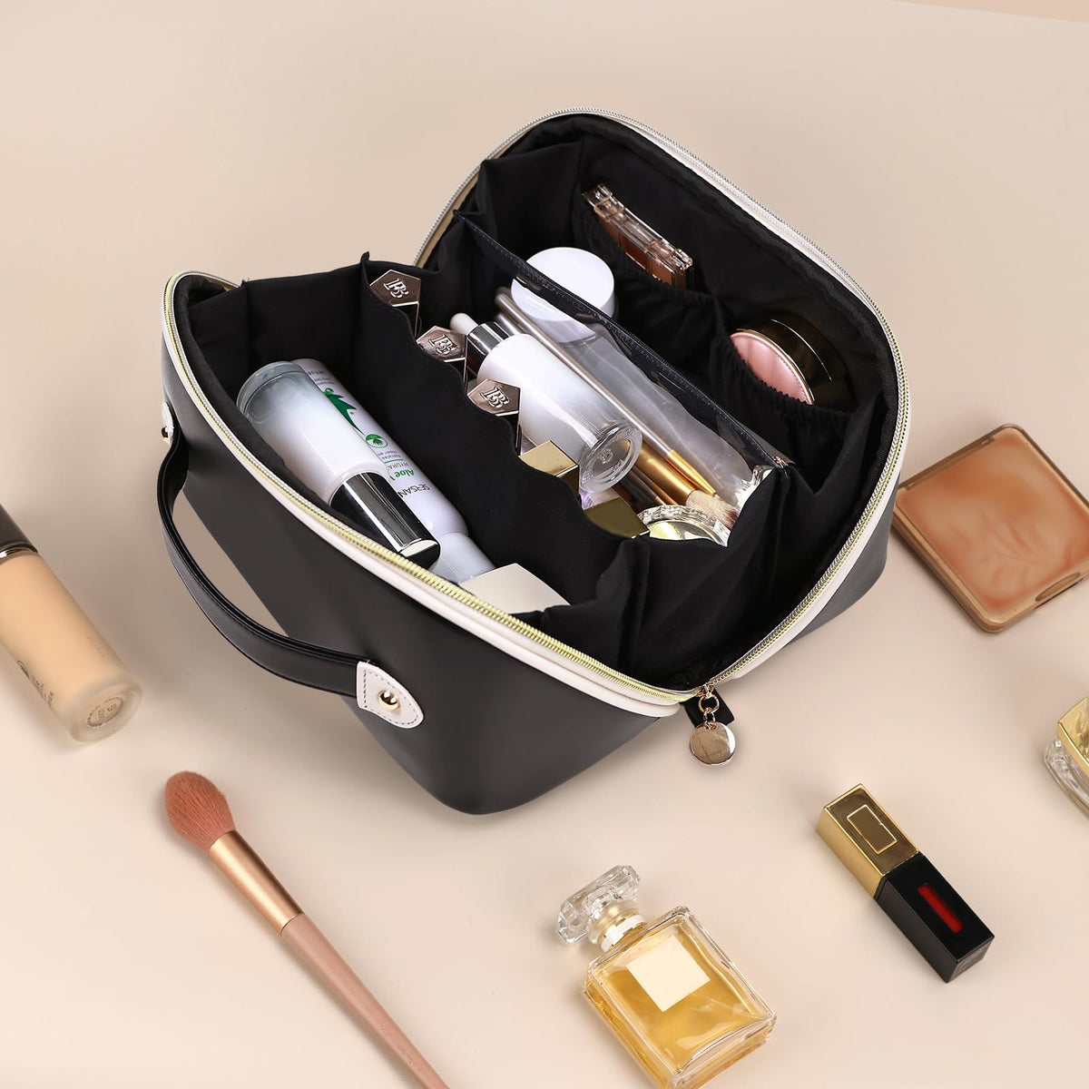 Prite Makeup Bag Travel Toiletry Bag Open Flat Cosmetic - Prite Official Imagery - 3