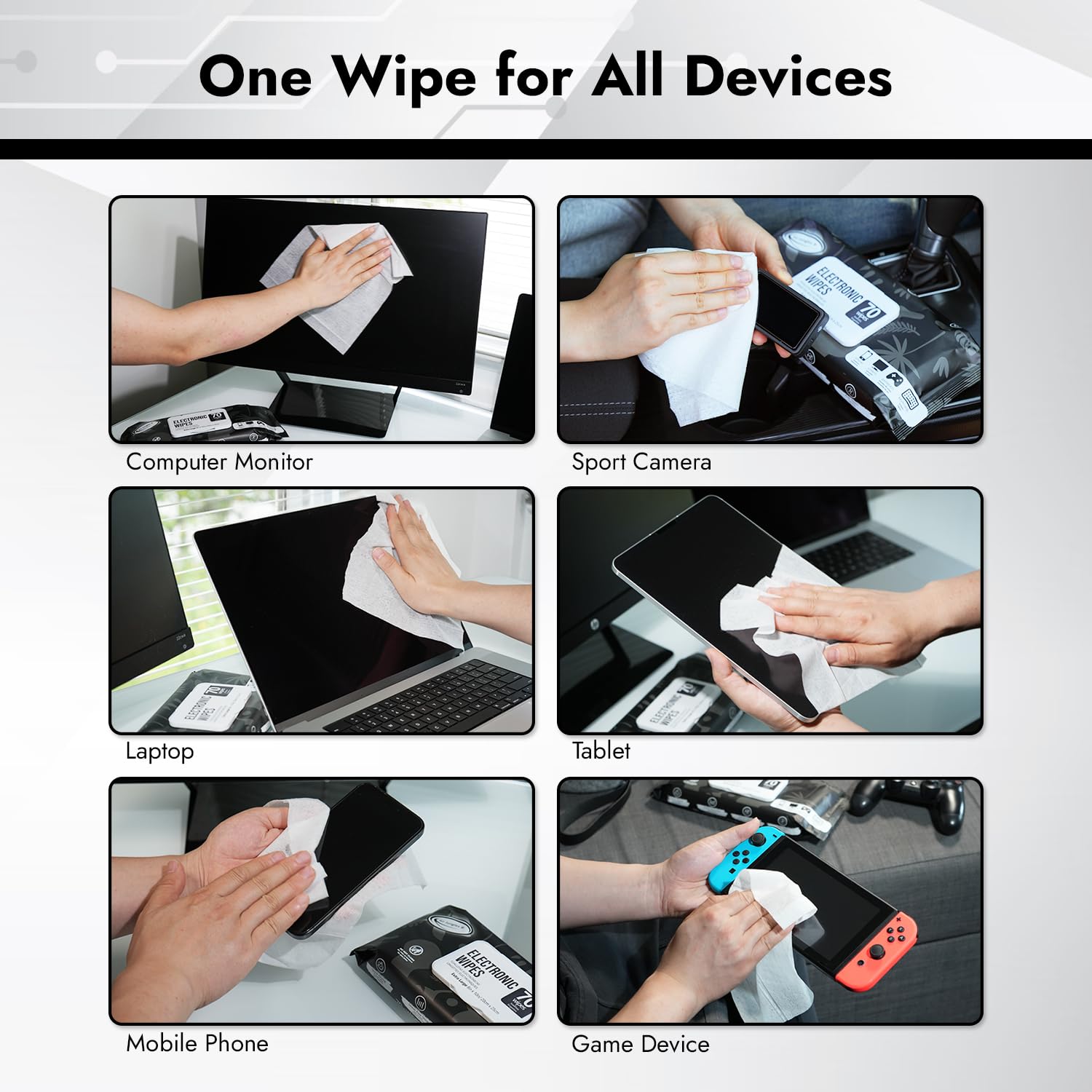 Air Jungles Electronic Wipes Screen Cleaner 70 Count, XL 8x10 Inc by Air Jungles - Angle View 5